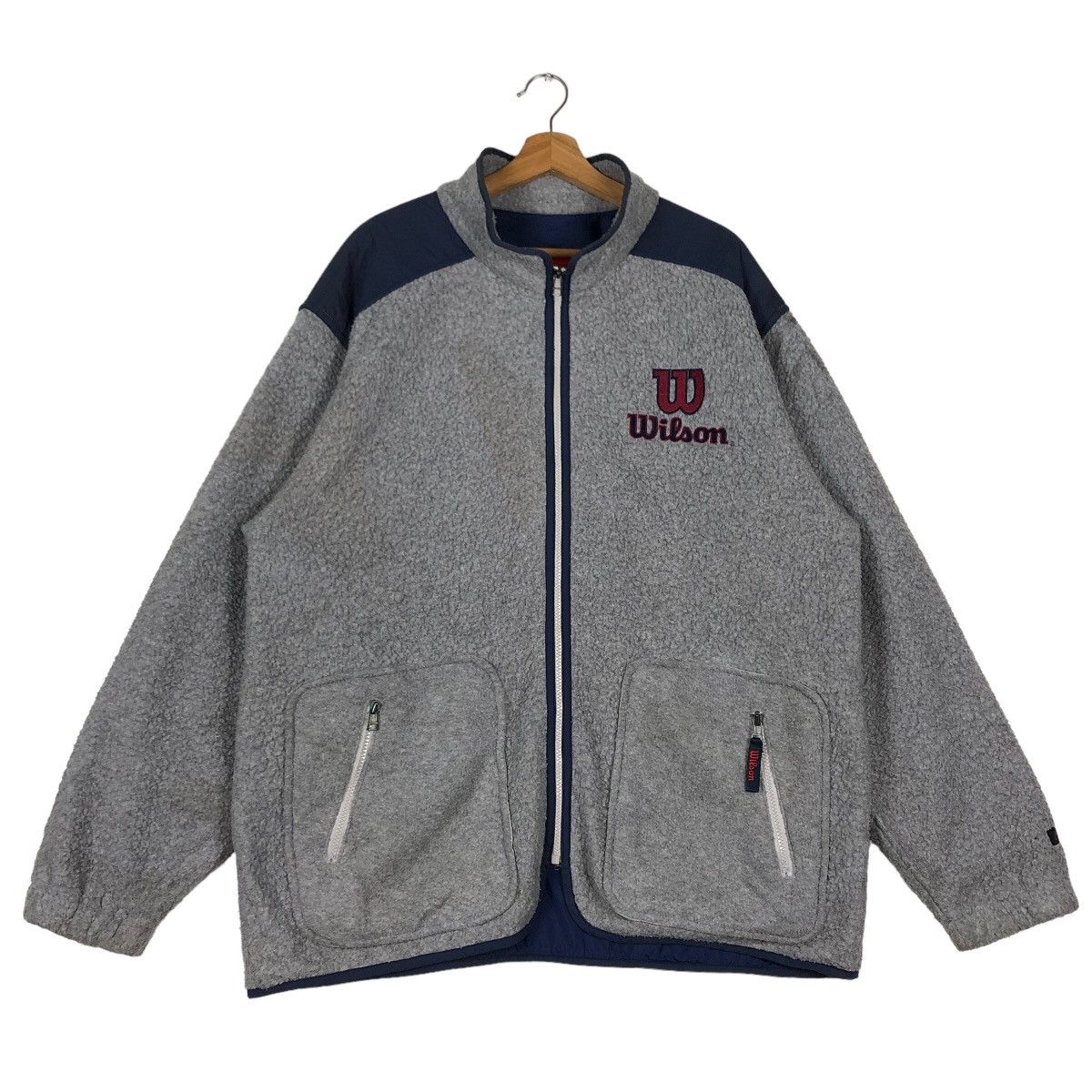 Japanese Brand 🔥90’s Vintage Fleece Jacket Zipper Wilson Big Logo Size US L / EU 52-54 / 3 - 1 Thumbnail