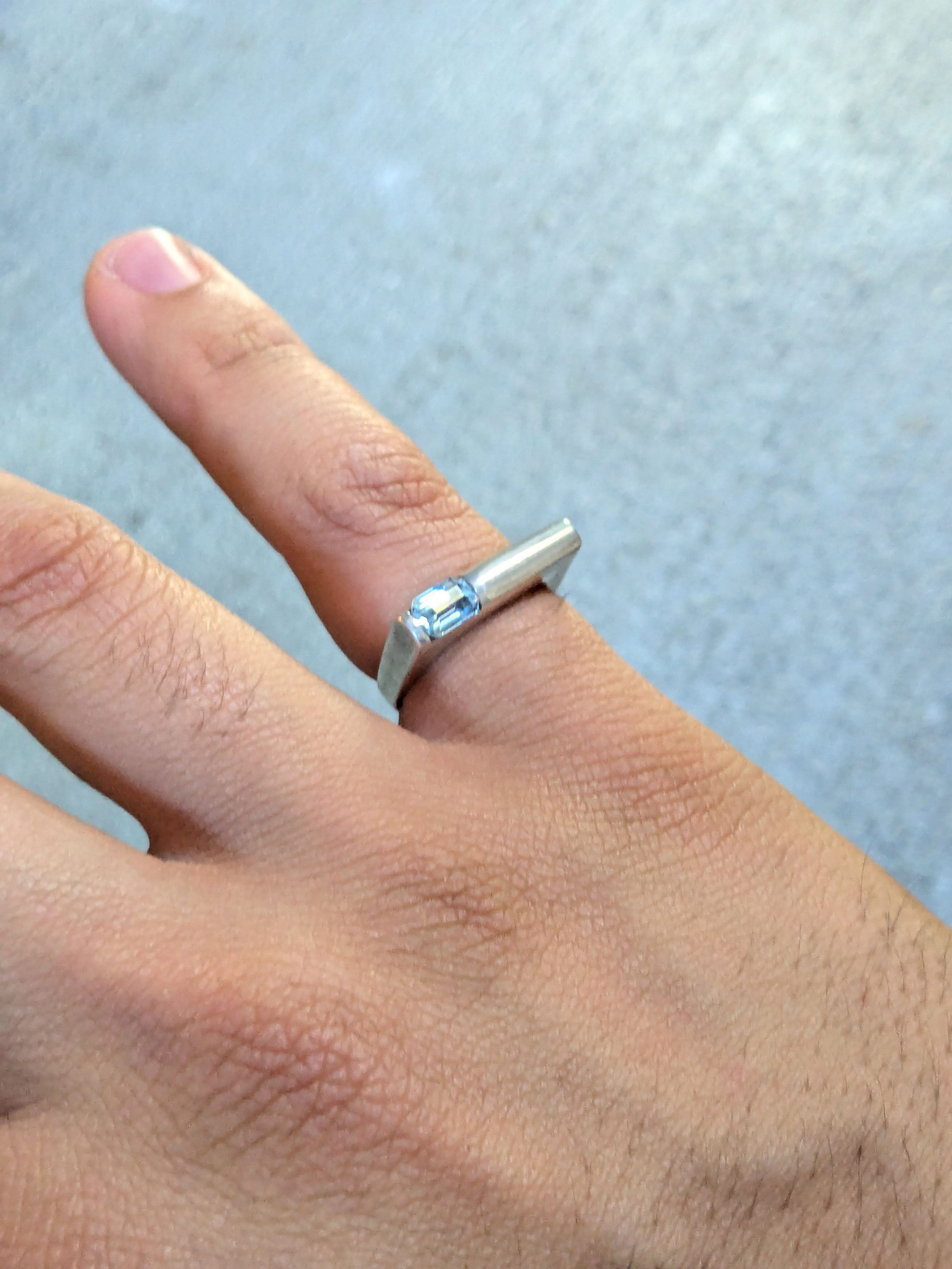 Vintage Vintage Sterling Silver Ring Blue Topaz 6 Band Modern Size ONE SIZE - 9 Thumbnail