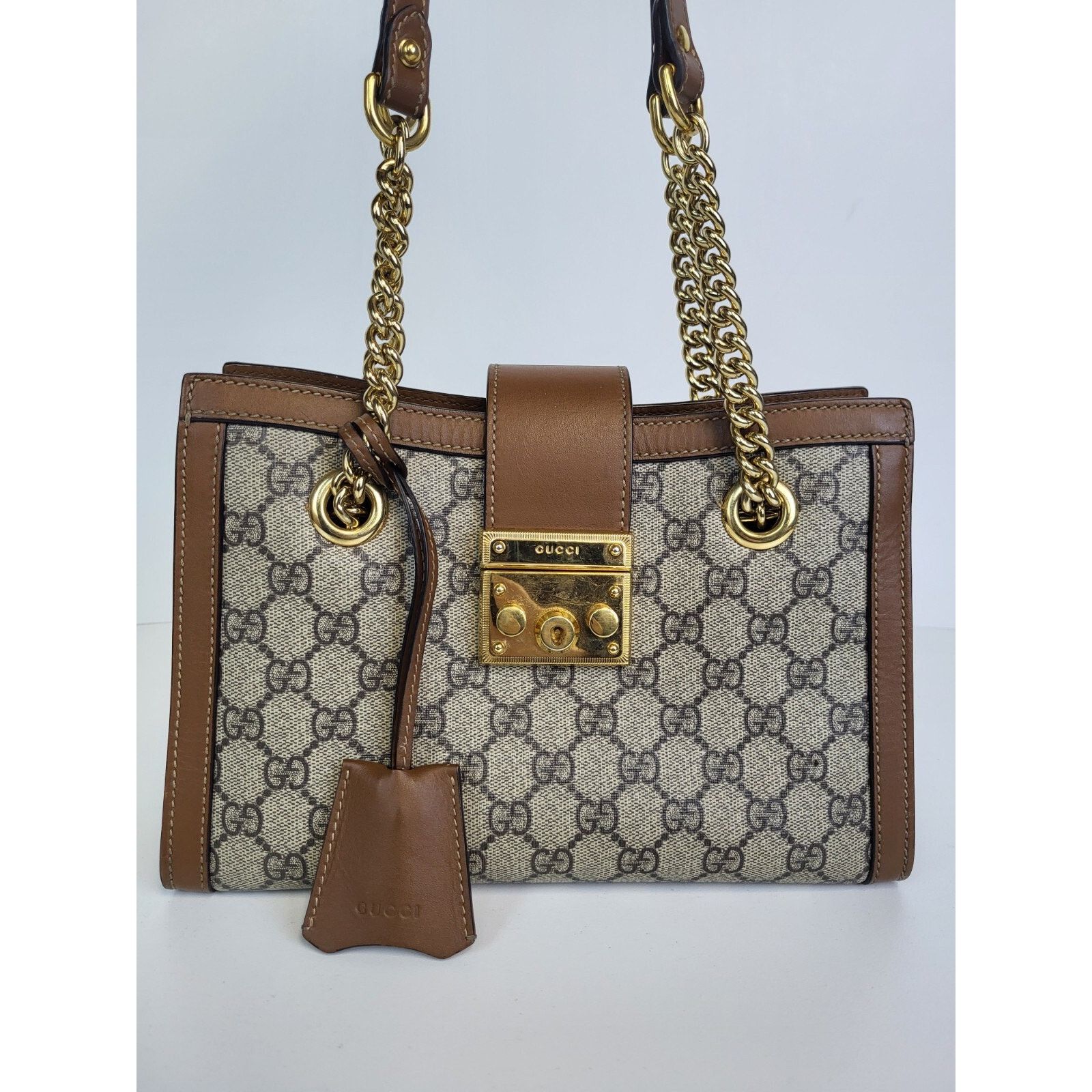 Gucci Padlock Shoulder Bag Small Brown Canvas Shoulder Bag