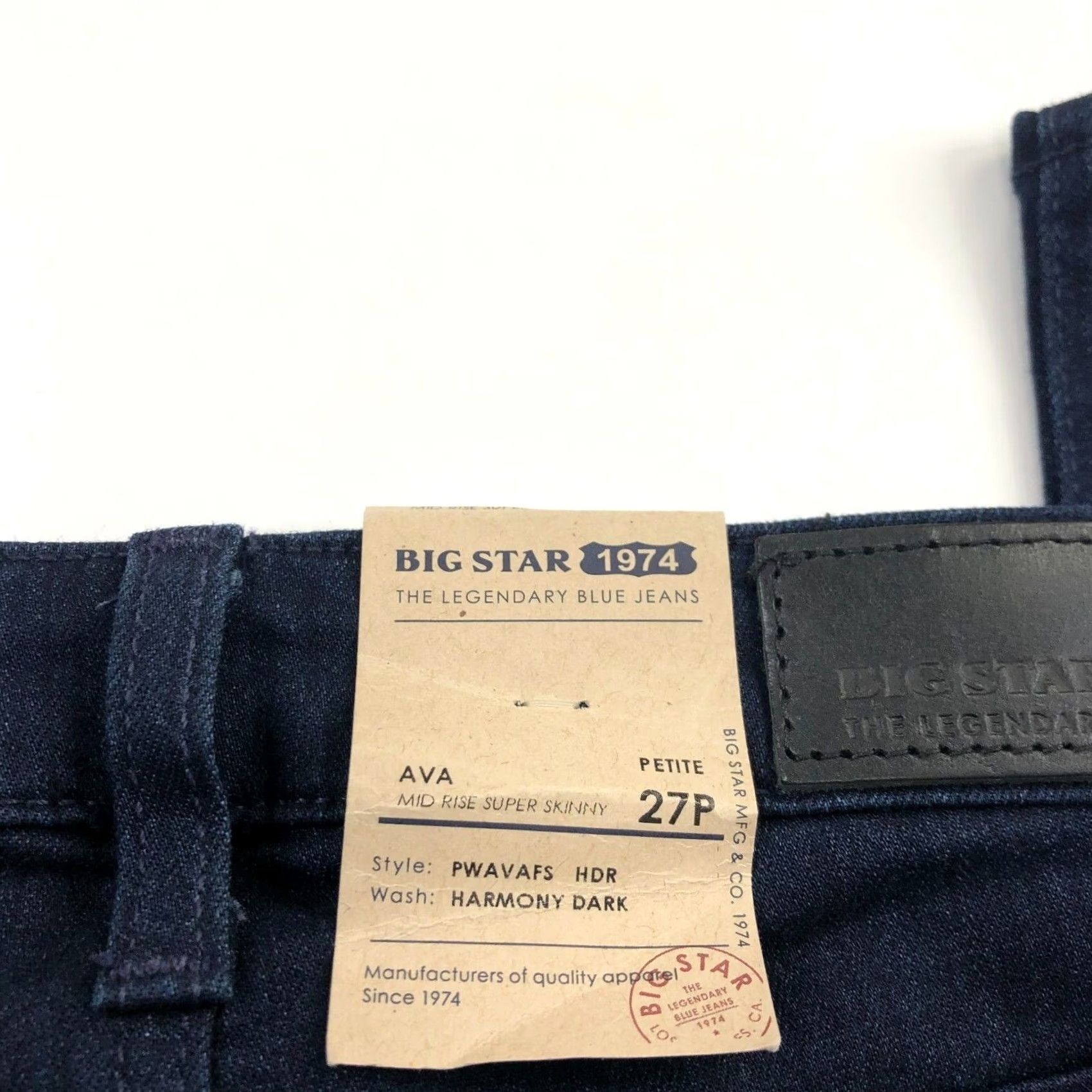 Vintage Big Star Ava Mid Rise Super Skinny 27P Jeans Women 27W 27L Blue Solid 5-Pocket Denim Fashion Jeans Size 27" / US 4 / IT 40 - 3 Thumbnail