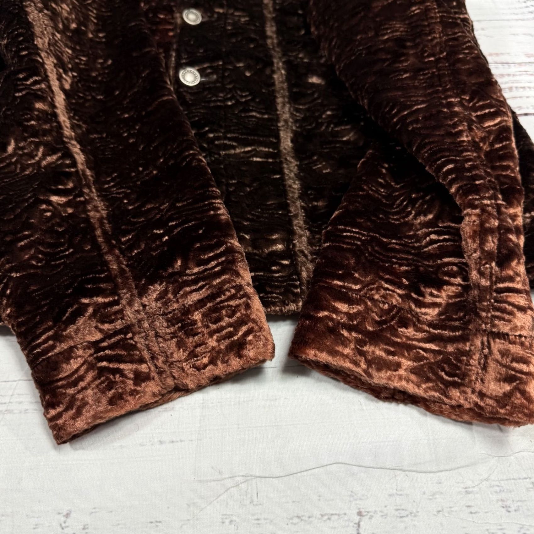 Vintage Chicos Orange Brown Faux Fur Jacket Blazer Silk Lined Button Front Sz 1 Women’s JackeT, Designer, Basic Jacket, Lined, Size 1, Orange brown, Button Size XS / US 0-2 / IT 36-38 - 5 Thumbnail