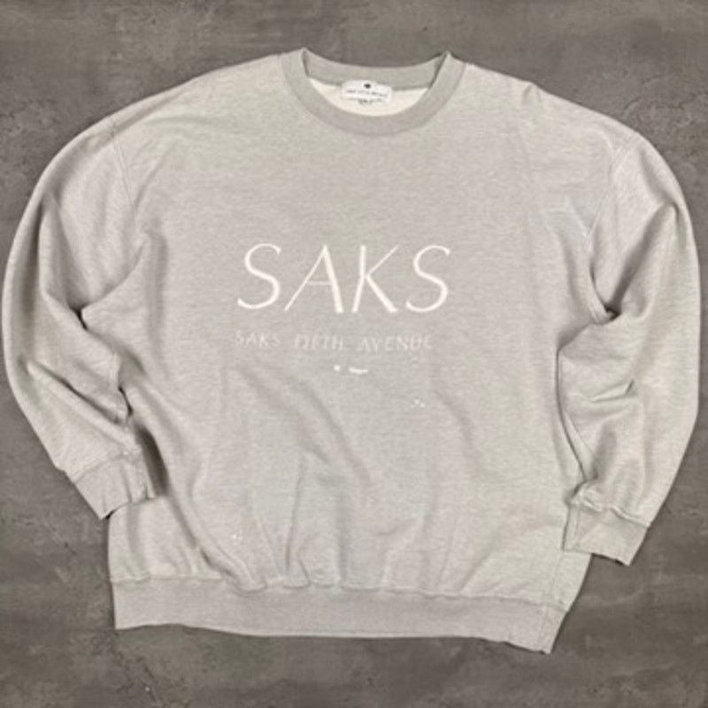 Saks Fifth Avenue × Vintage Vintage Saks Fifth Avenue Gray Distressed Sweatshirt Size US XL / EU 56 / 4 - 1 Thumbnail