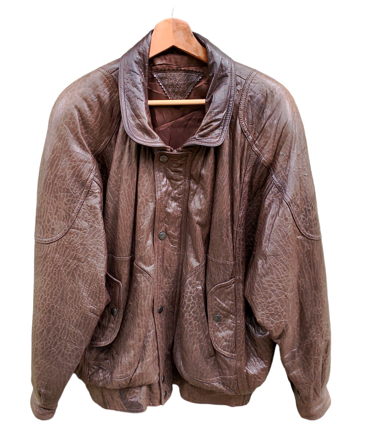 image of Bomber Jacket Bossi Synthetic Leather Jacket Snake Skin, Men's (Size Large)