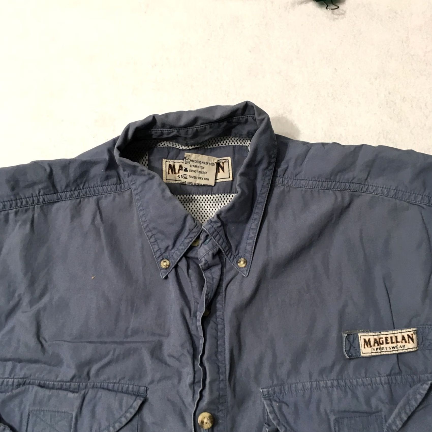 Vintage Magellan Shirt Men M Blue Short Sleeve Button-Up Camp Outdoors Fishing Size US M / EU 48-50 / 2 - 2 Thumbnail