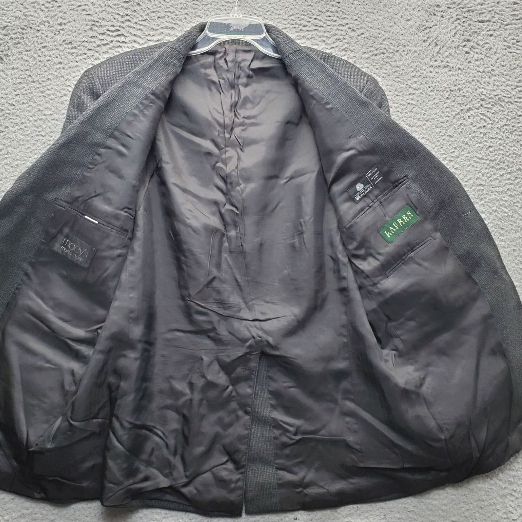 Ralph Lauren Ralph Lauren Blazer Jacket Mens Black Wool Notch Lapel Single Breasted 2 Button, 44, Regular, Chest 42, Short Length, Solid, Wool, Vintage: No, Mens Size 44R - 7 Thumbnail