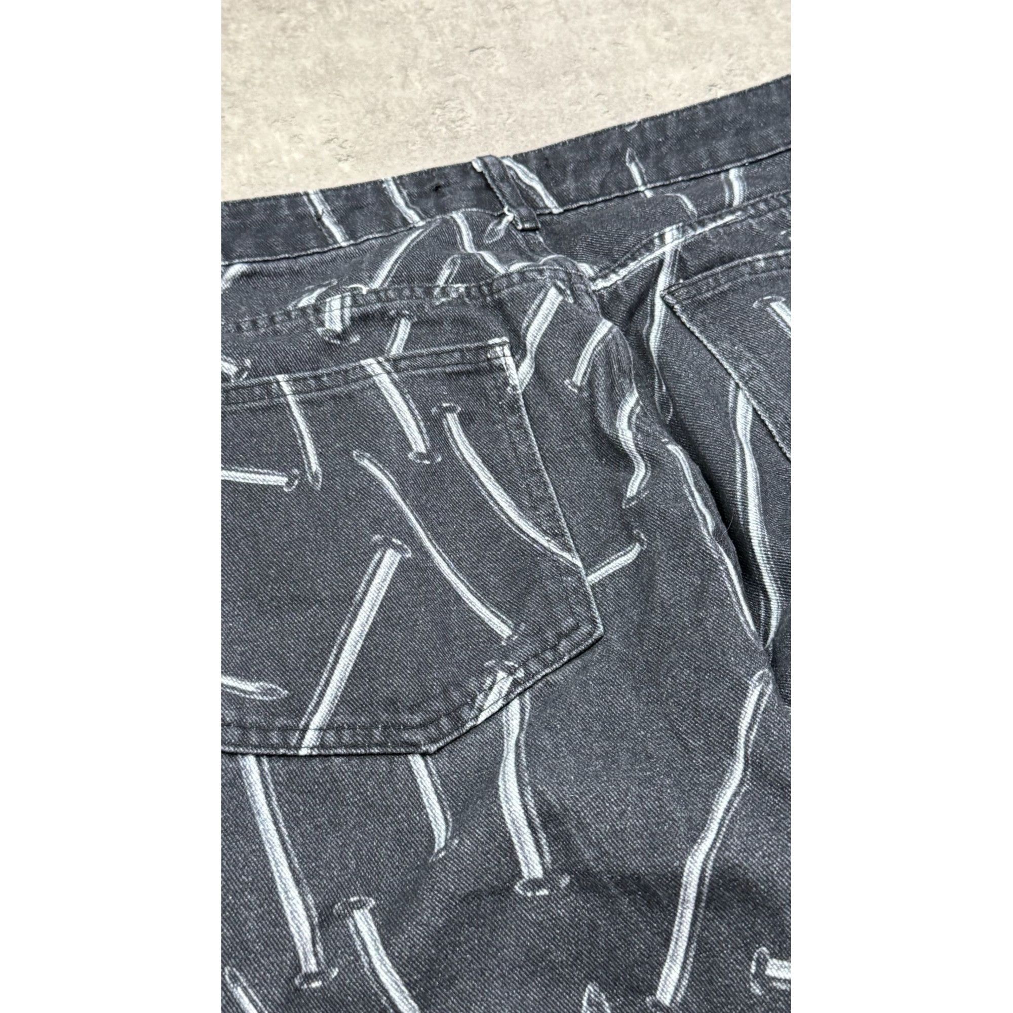 Jaded London Jaded London W32 Black Denim Jeans All-Over White Nail Print Size US 30 / EU 46 - 10 Thumbnail