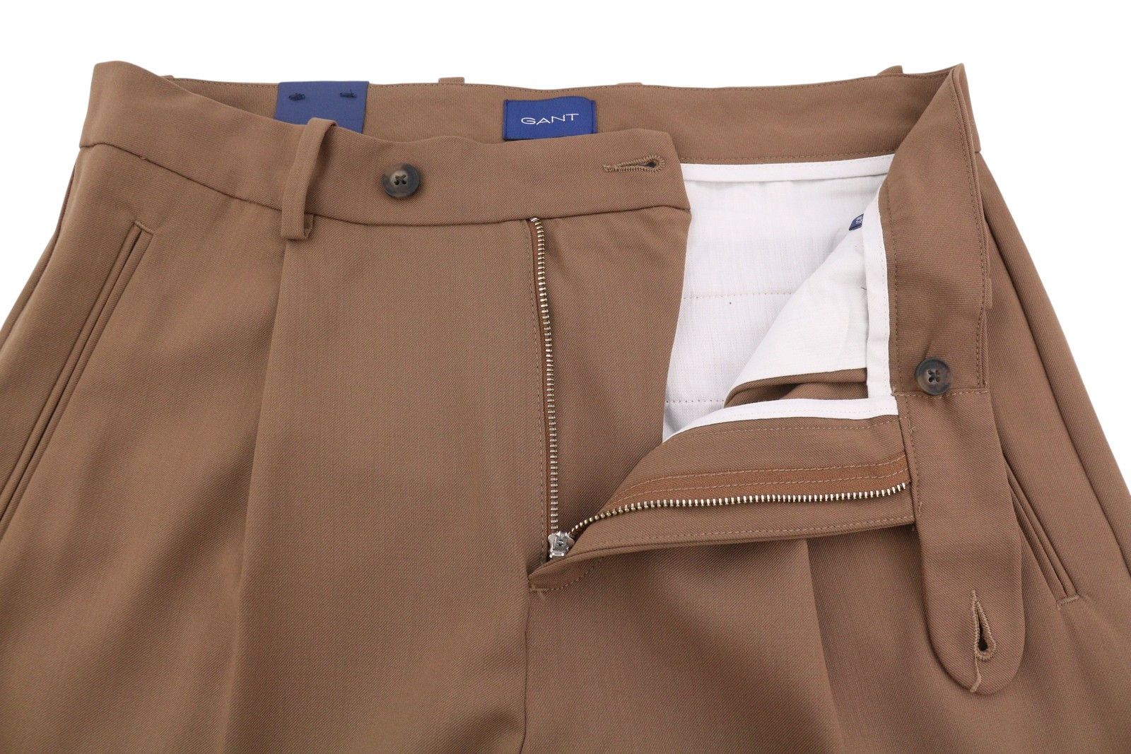 Gant FLUID PLEATED W31 Roasted Walnut Wool Trousers 87374 Size US 31 - 5 Thumbnail