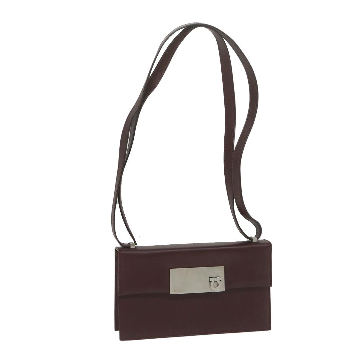 Salvatore Ferragamo Salvatore Ferragamo Gancini Shoulder Bag Leather Bordeaux Size ONE SIZE - 1 Thumbnail