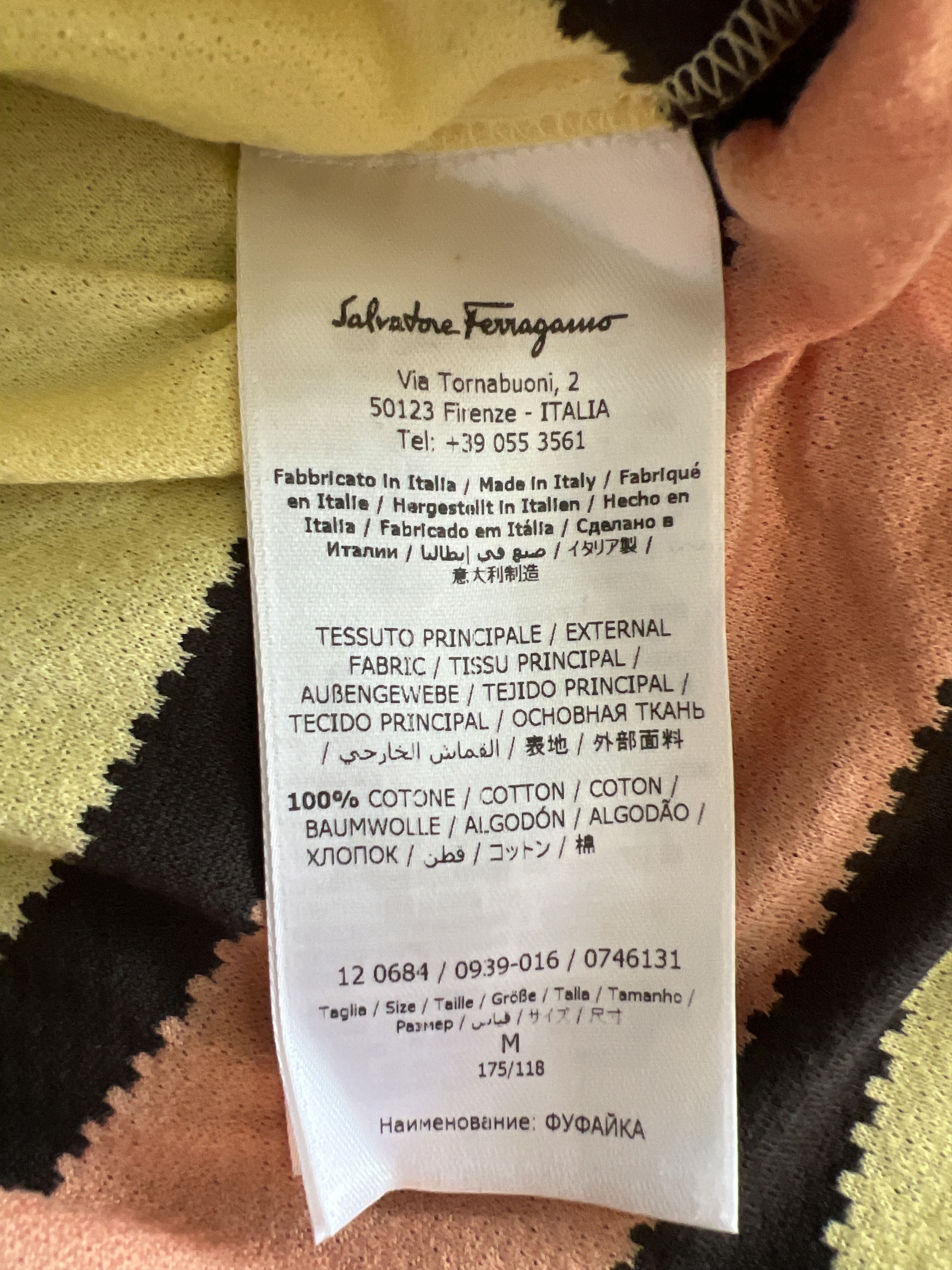 Salvatore Ferragamo striped short-sleeve polo shirt (black/orange/yellow) Size US M / EU 48-50 / 2 - 5 Thumbnail