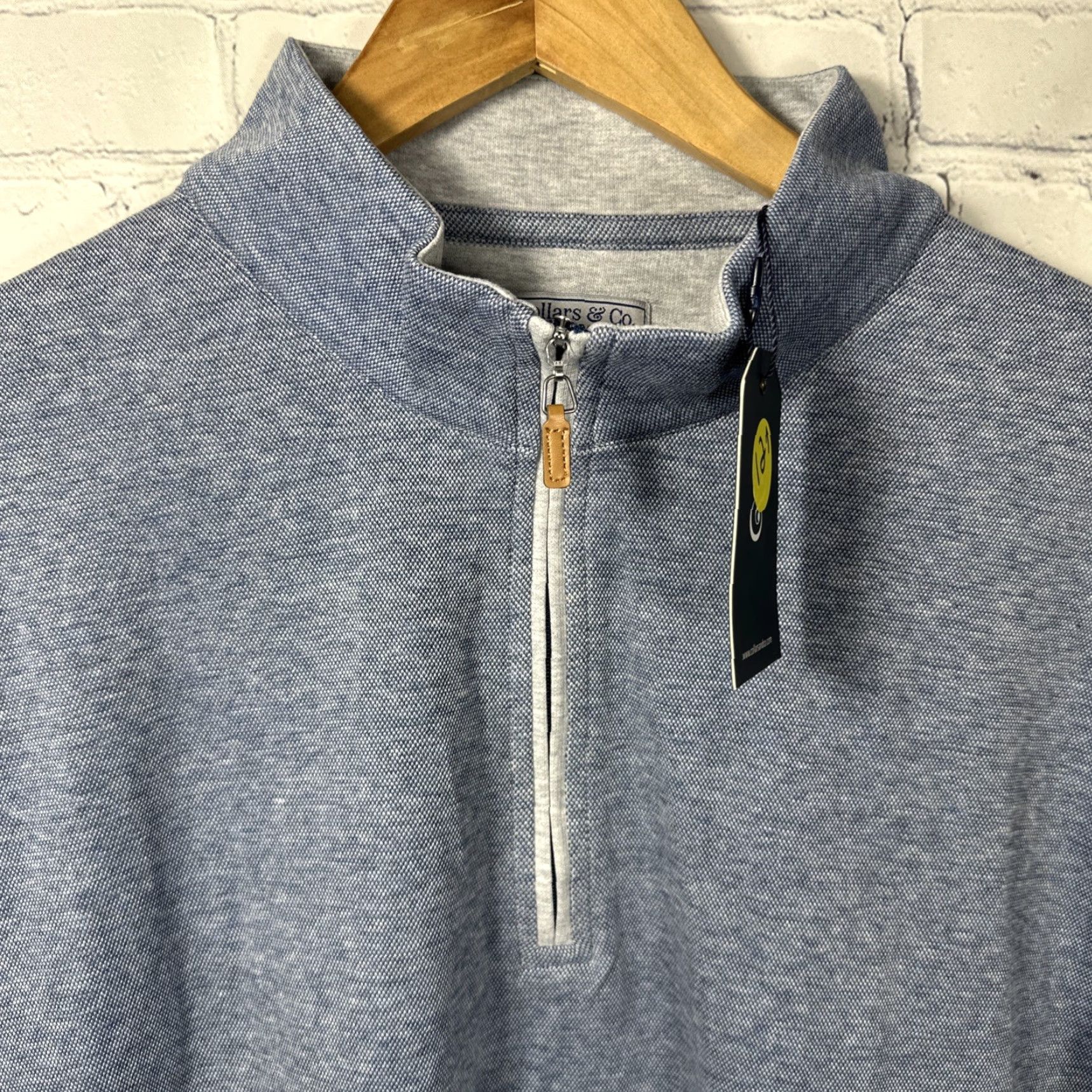 CO COLLARS & CO Quarter 1/4 Zip Sweater XL Blue Long Sleeve Collared Knit Pullover Casual Golf Preppy Mens 1/4 Zip Size US XL / EU 56 / 4 - 2 Thumbnail