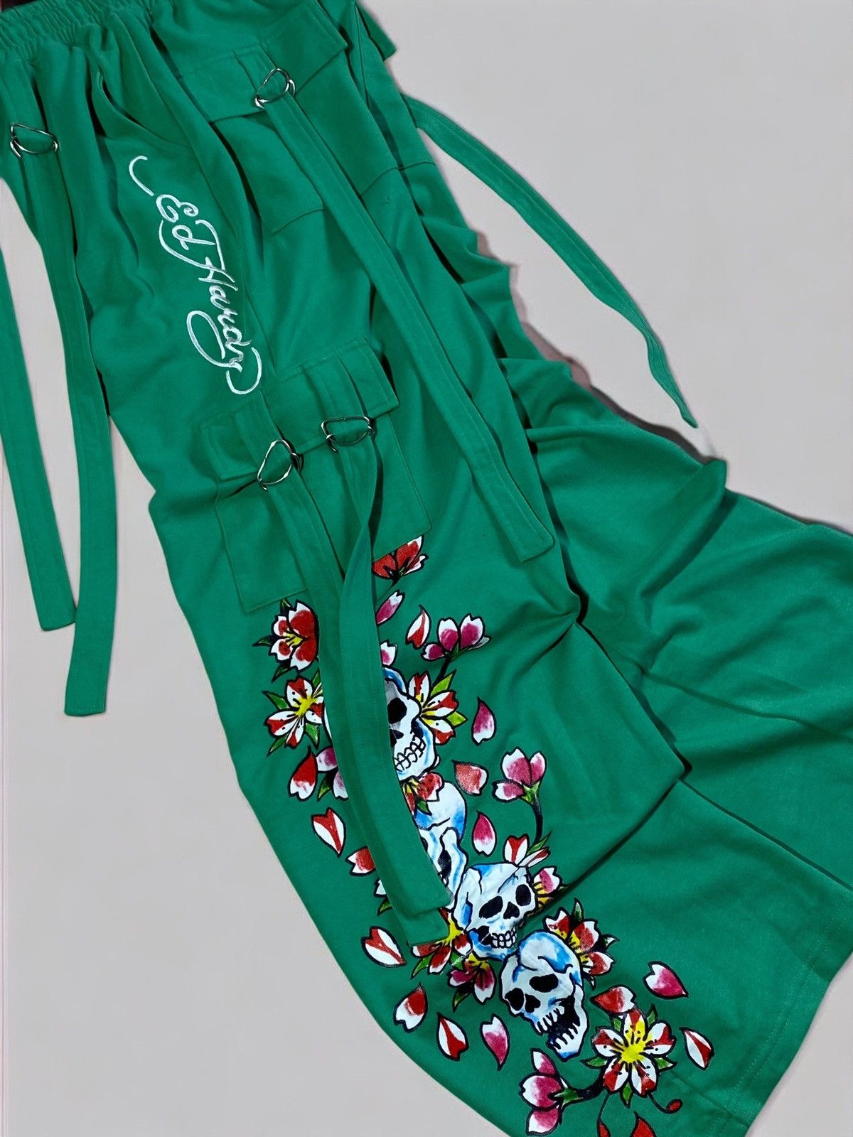 Ed Hardy 🔥 Y2K ED HARDY GREEN SKULL PANTS OPIUM JAPAN VIBES Size US 32 / EU 48 - 2 Thumbnail