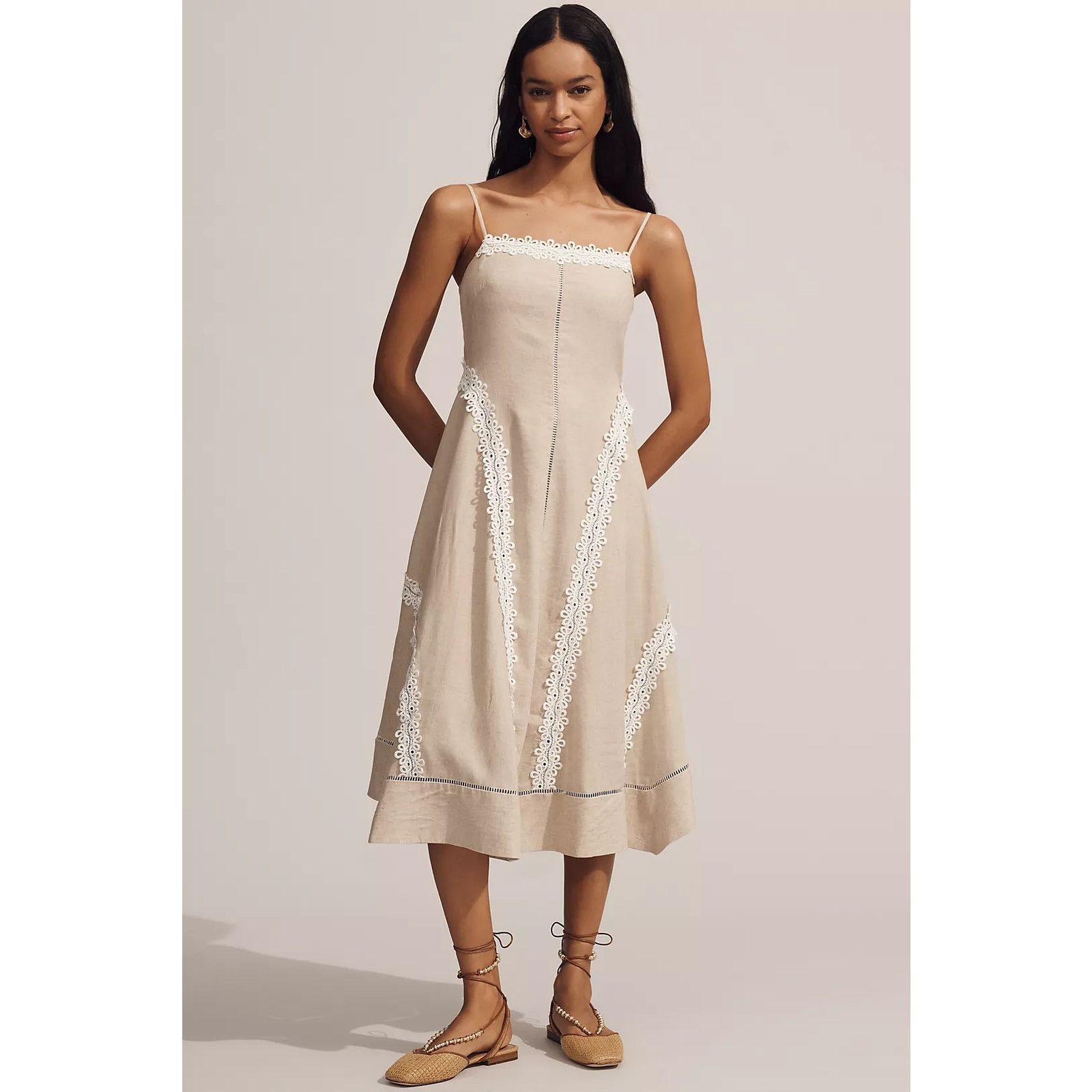 Anthropologie NWT Linen Blend Sleeveless Square-Neck Midi Dress $198 XL Size XL / US 12-14 / IT 48-50 - 1 Thumbnail