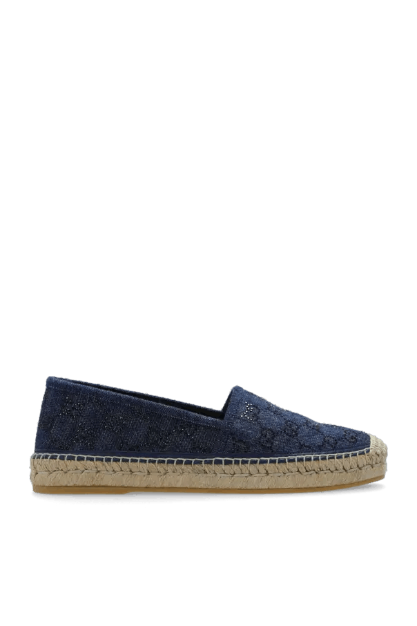 Gucci o1s1wg110425 Espadrille With GG Crystals in Navy Blue Size US 10 / IT 40 - 1 Thumbnail