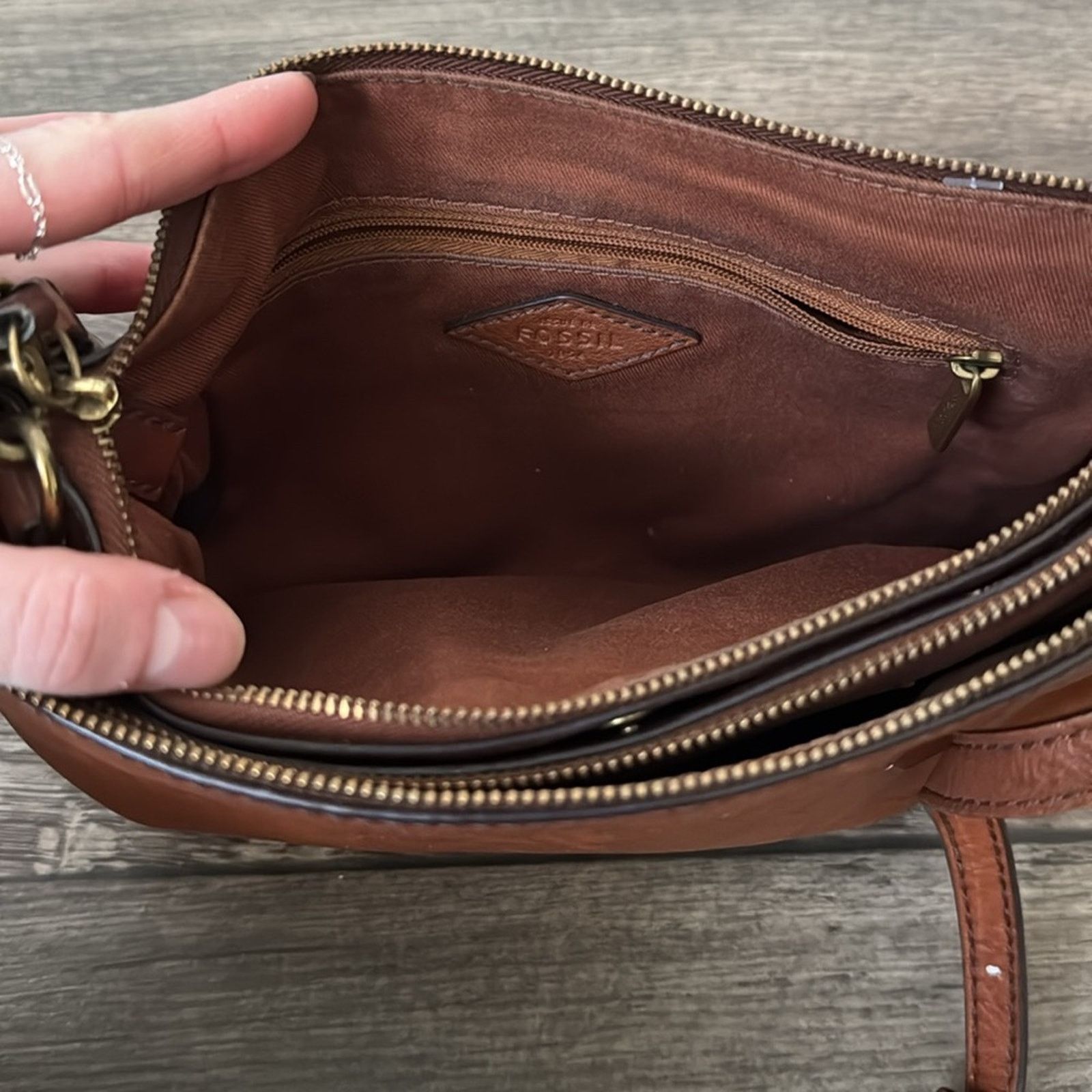 Fossil Fossil Devon Brown Leather Crossbody Bag Size ONE SIZE - 8 Thumbnail