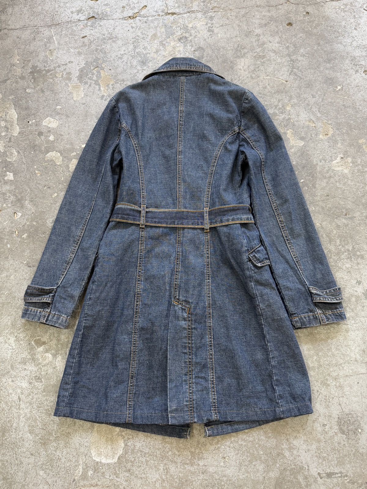 Vintage y2k Denim Trench Coat Size S / US 4 / IT 40 - 6 Thumbnail