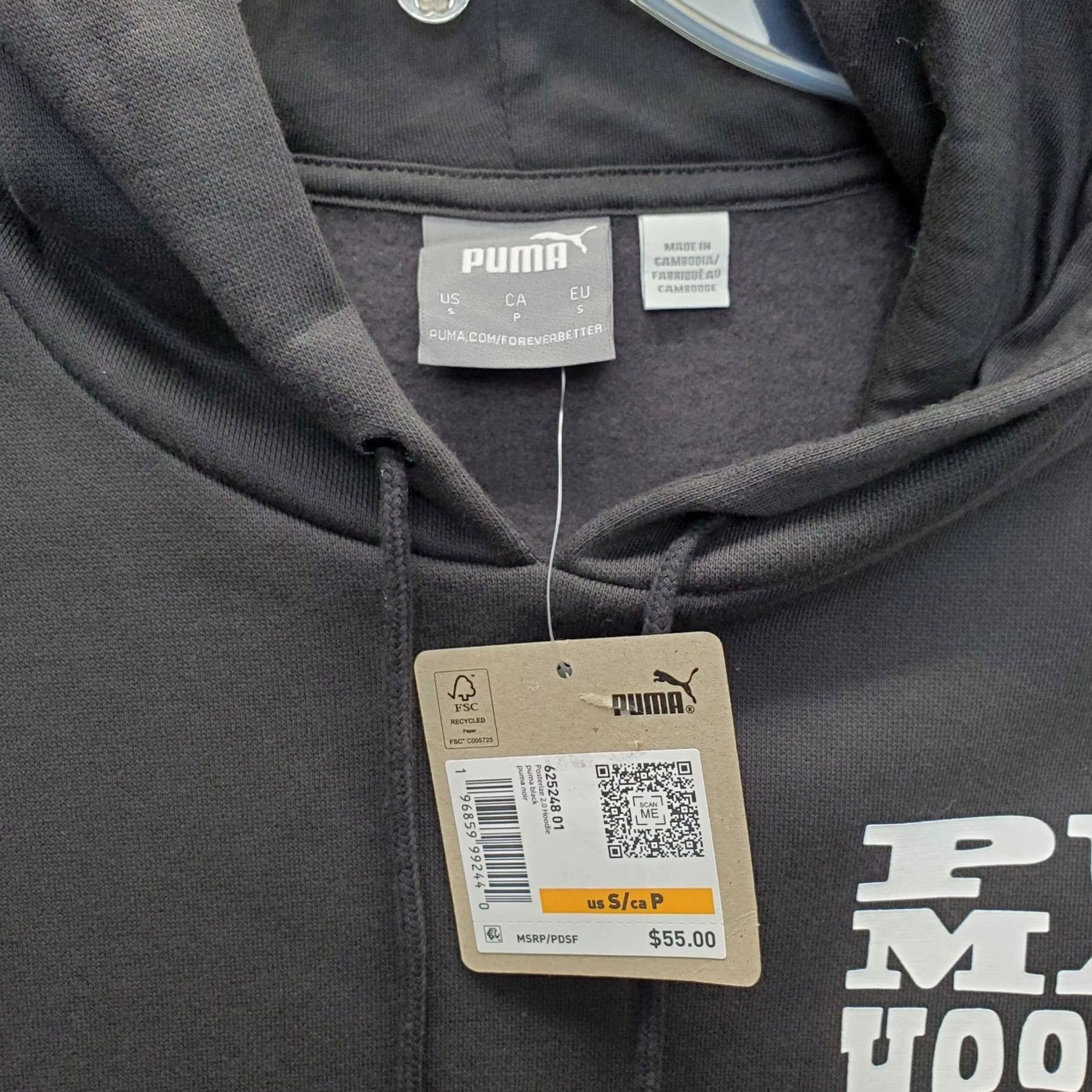 Puma PUMA Mens Basketball Hoodie Raglan Sleeve Black Fleece Lined Posterize 2.0 Size S Size US S / EU 44-46 / 1 - 6 Thumbnail