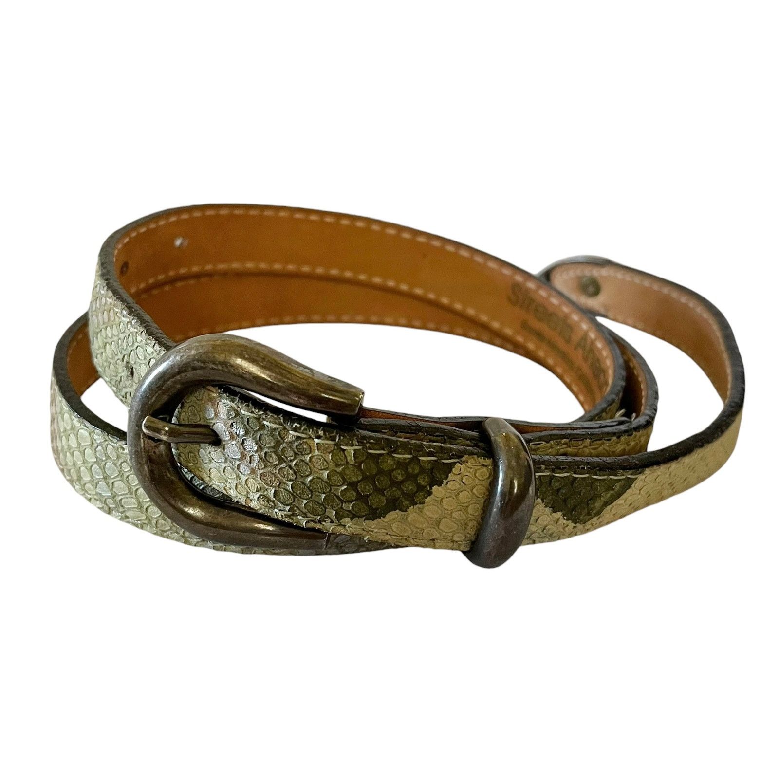 Other Streets Ahead Green Snake Embossed Leather Long Flap Belt Size ONE SIZE - 1 Thumbnail