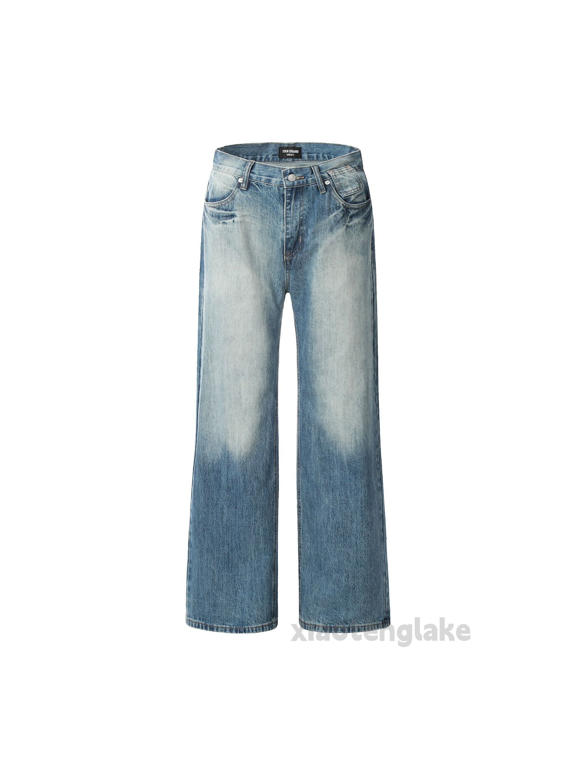 loose washed faded y2k baggy gradient flared jeans