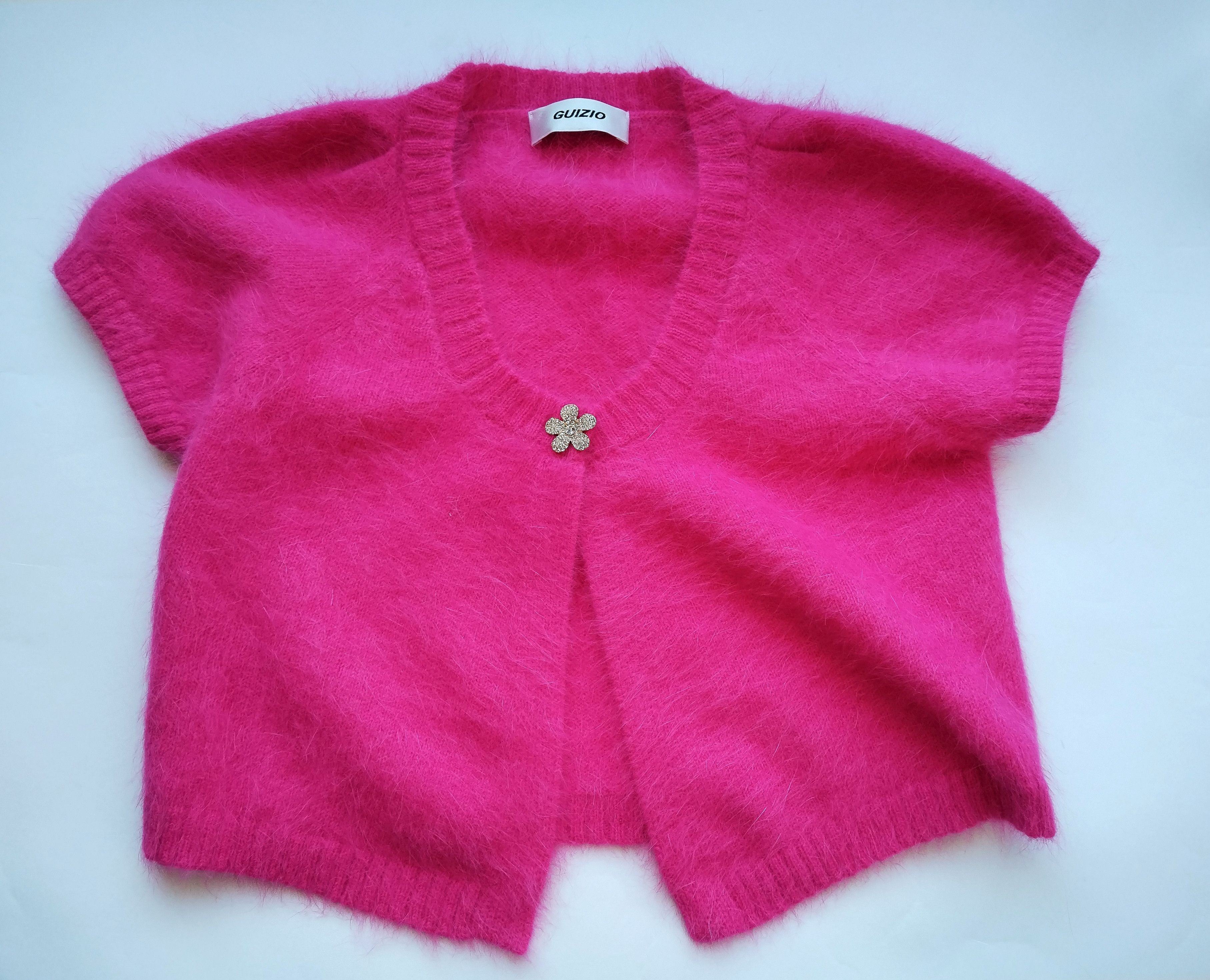 Guizio Fuzzy mohair pink open micro cardigan Size S / US 4 / IT 40 - 2 Thumbnail