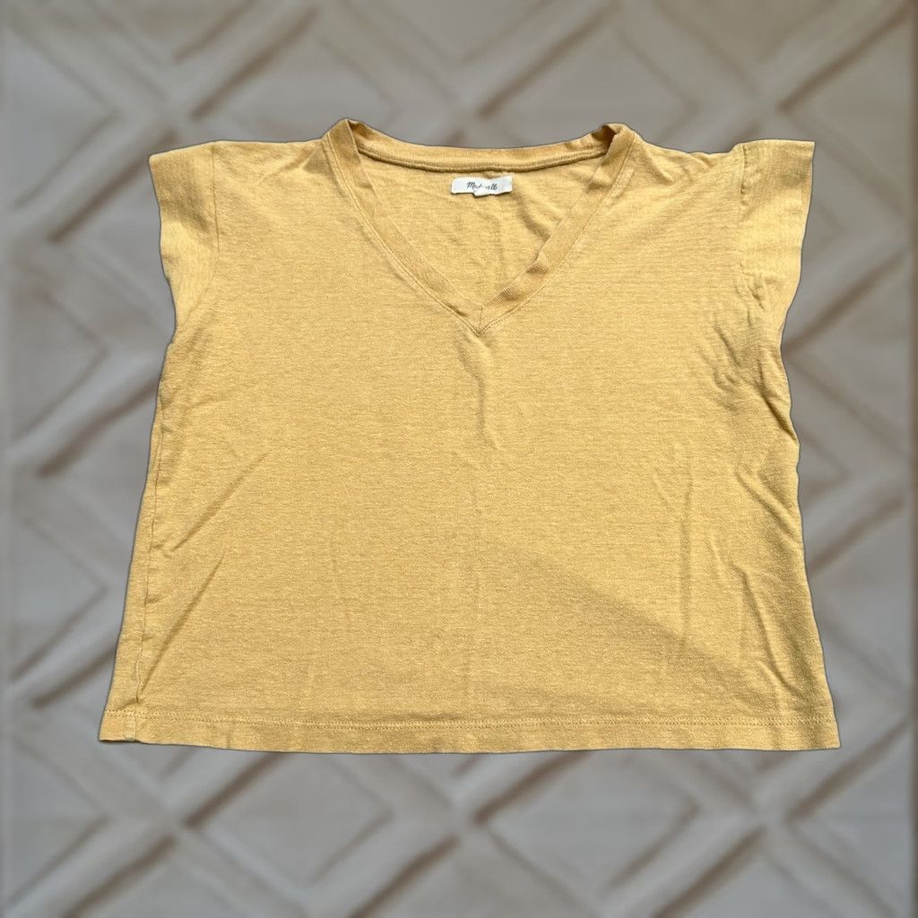 Madewell Madewell T-Shirt Womens Small Yellow V-Neck Cropped Sleeveless Cropped Top Hemp Cotton Casual Vintage No 90s? Size S / US 4 / IT 40 - 1 Thumbnail