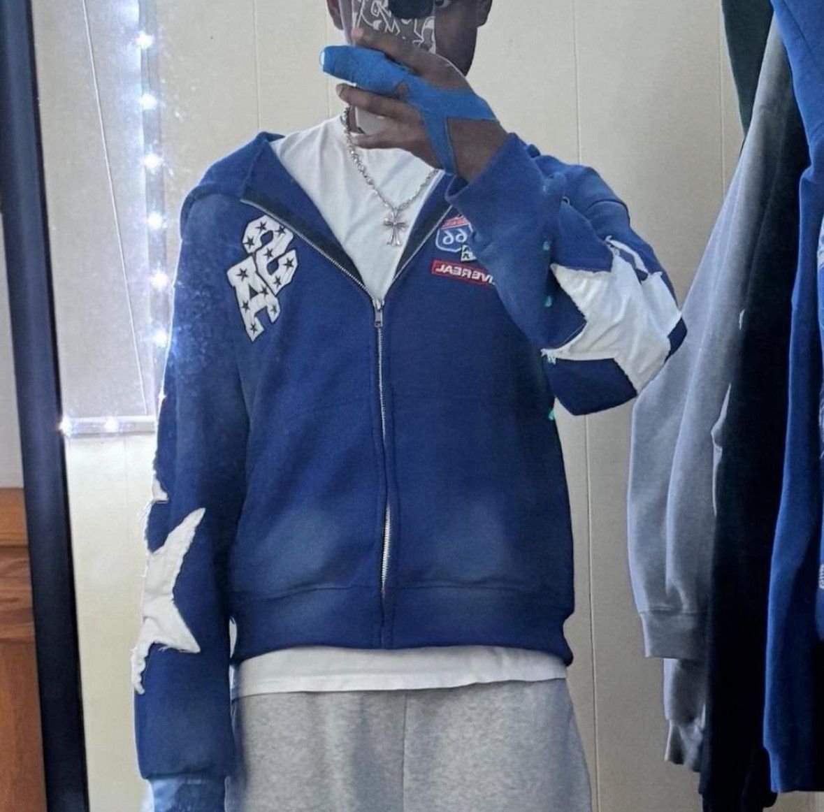 Other blue acid wasted patched Graphic zip up Size US S / EU 44-46 / 1 - 4 Thumbnail