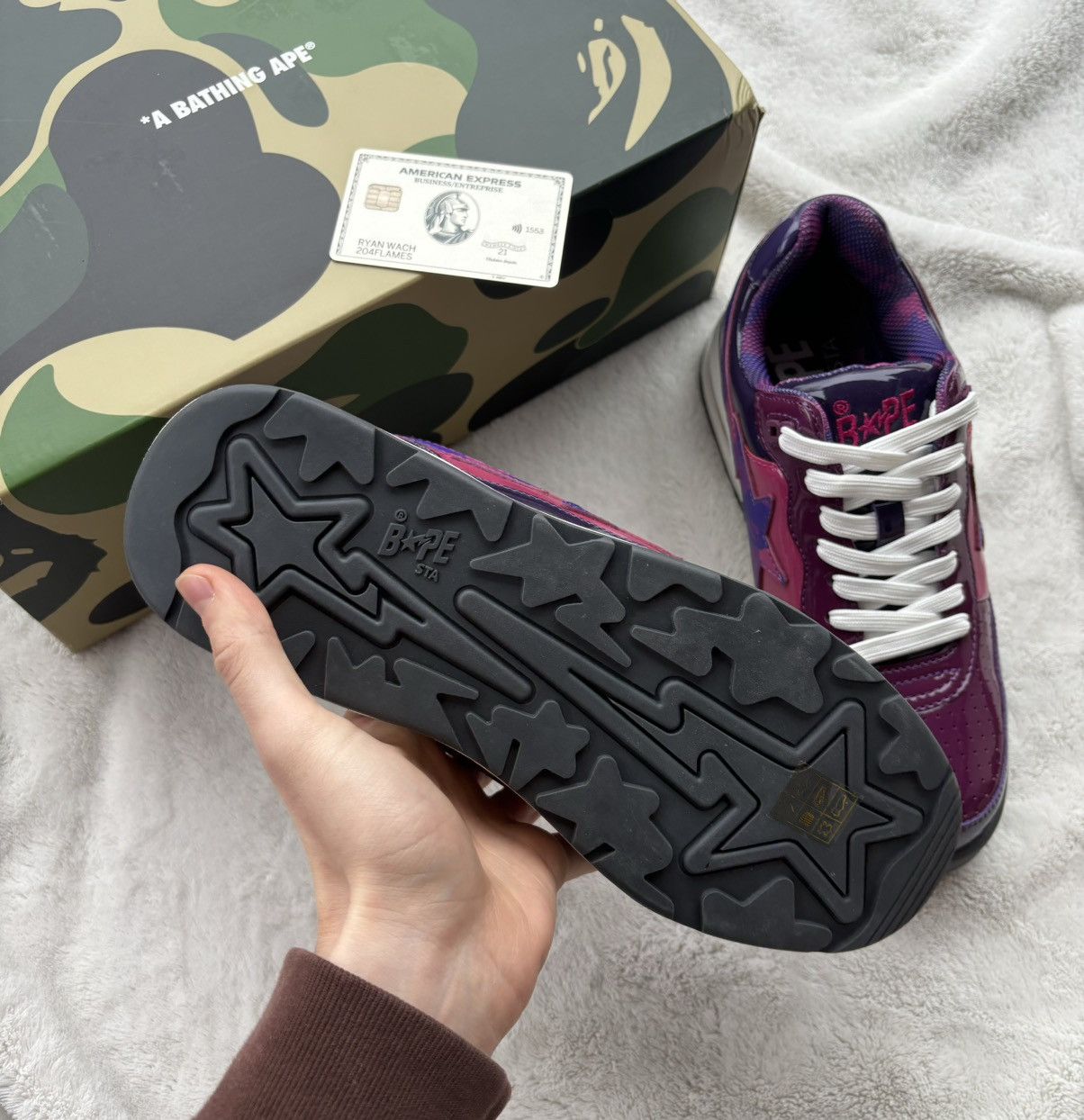 Bape Bape Road Sta Purple/Camo Patent Leather Sneakers Size US 9.5 / EU 42-43 - 5 Thumbnail