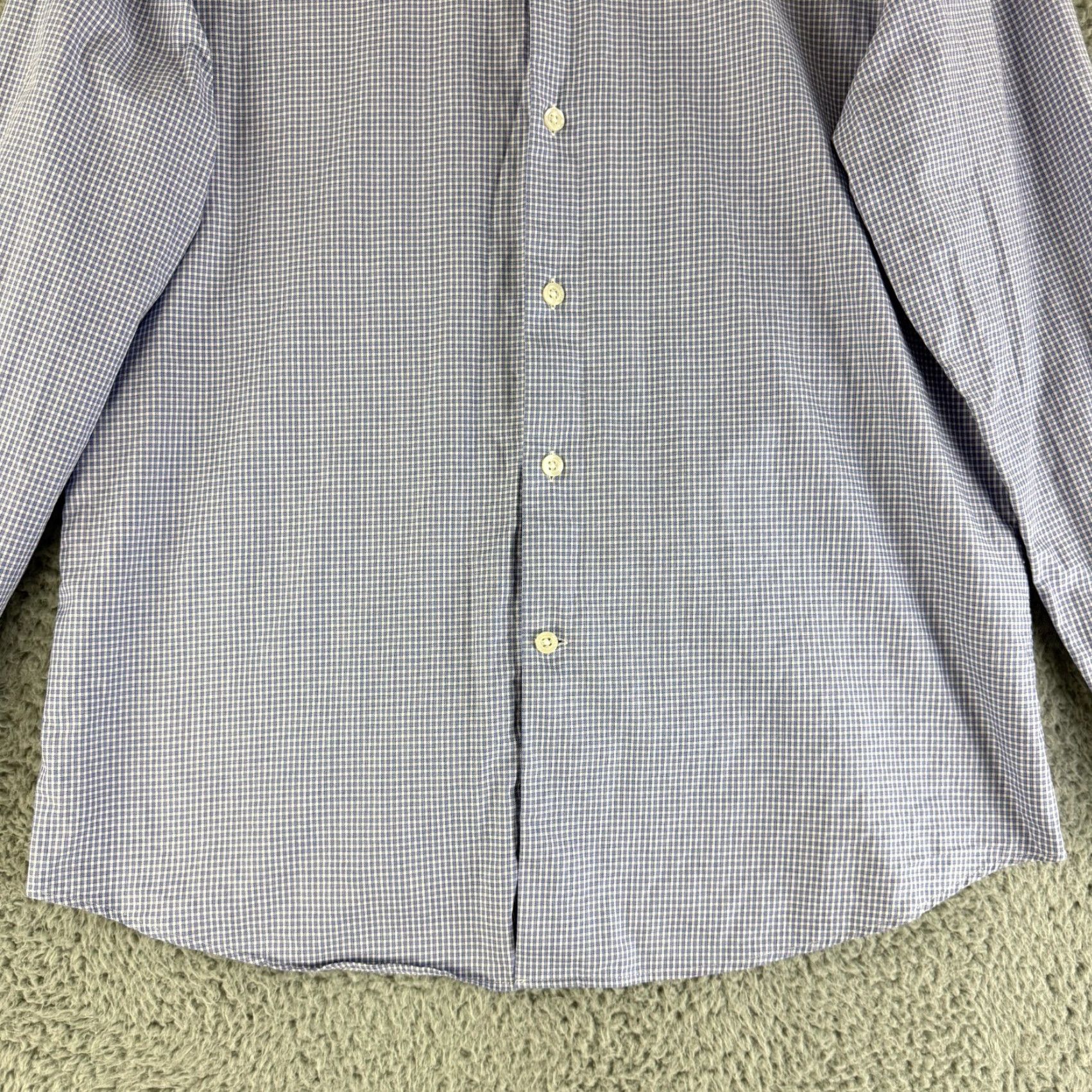 Reiss Reiss Dress Shirt Men L Blue Check Print Regular Fit Long Sleeve 100% Cotton Size 42R - 4 Thumbnail