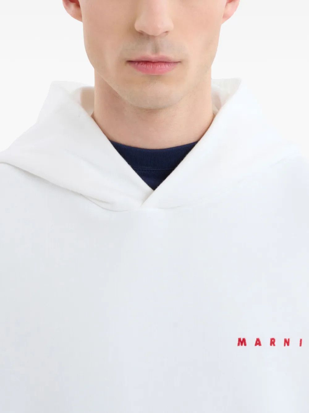 Marni o1w1db10625 Logo-Print Cotton Hoodie in White Size US L / EU 52-54 / 3 - 4 Thumbnail