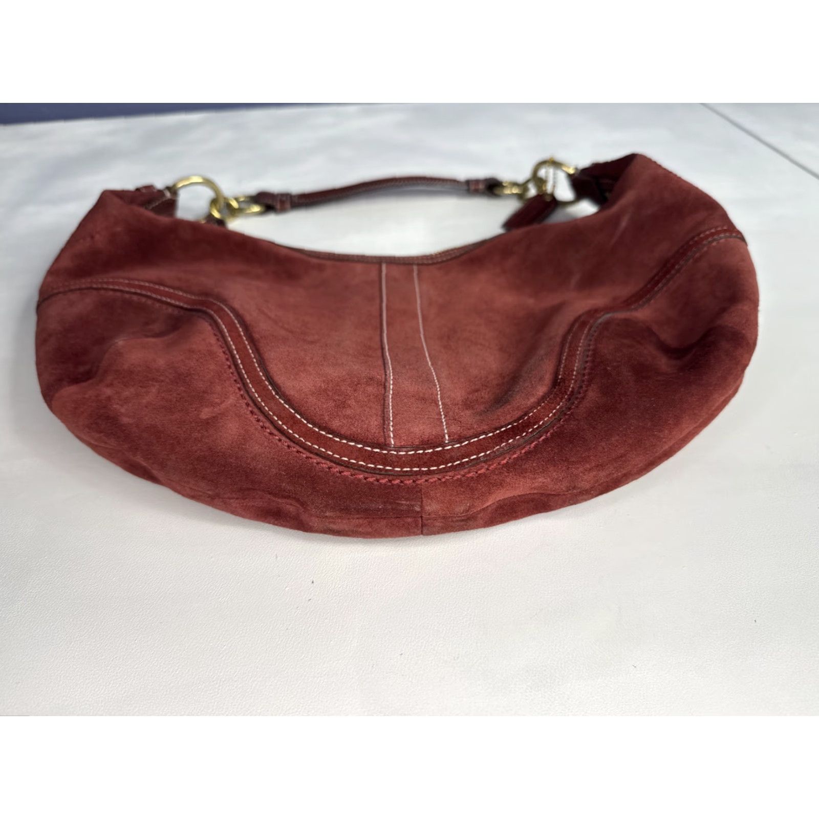 Coach VINTAGE Coach Soho Hobo Bag Burgundy Red Suede Leather Maroon D0793-F10935 Women Size ONE SIZE - 6 Thumbnail