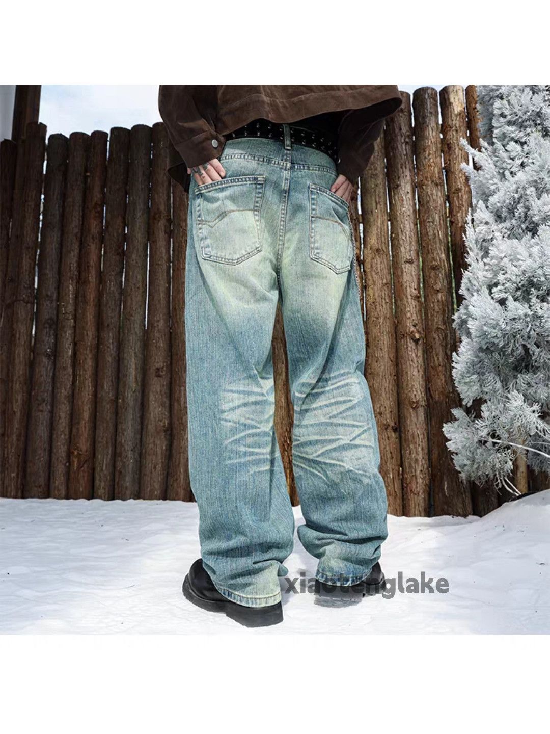 Vintage Custom washed faded loose baggy skate hiphop jeans Size US 32 / EU 48 - 4 Thumbnail