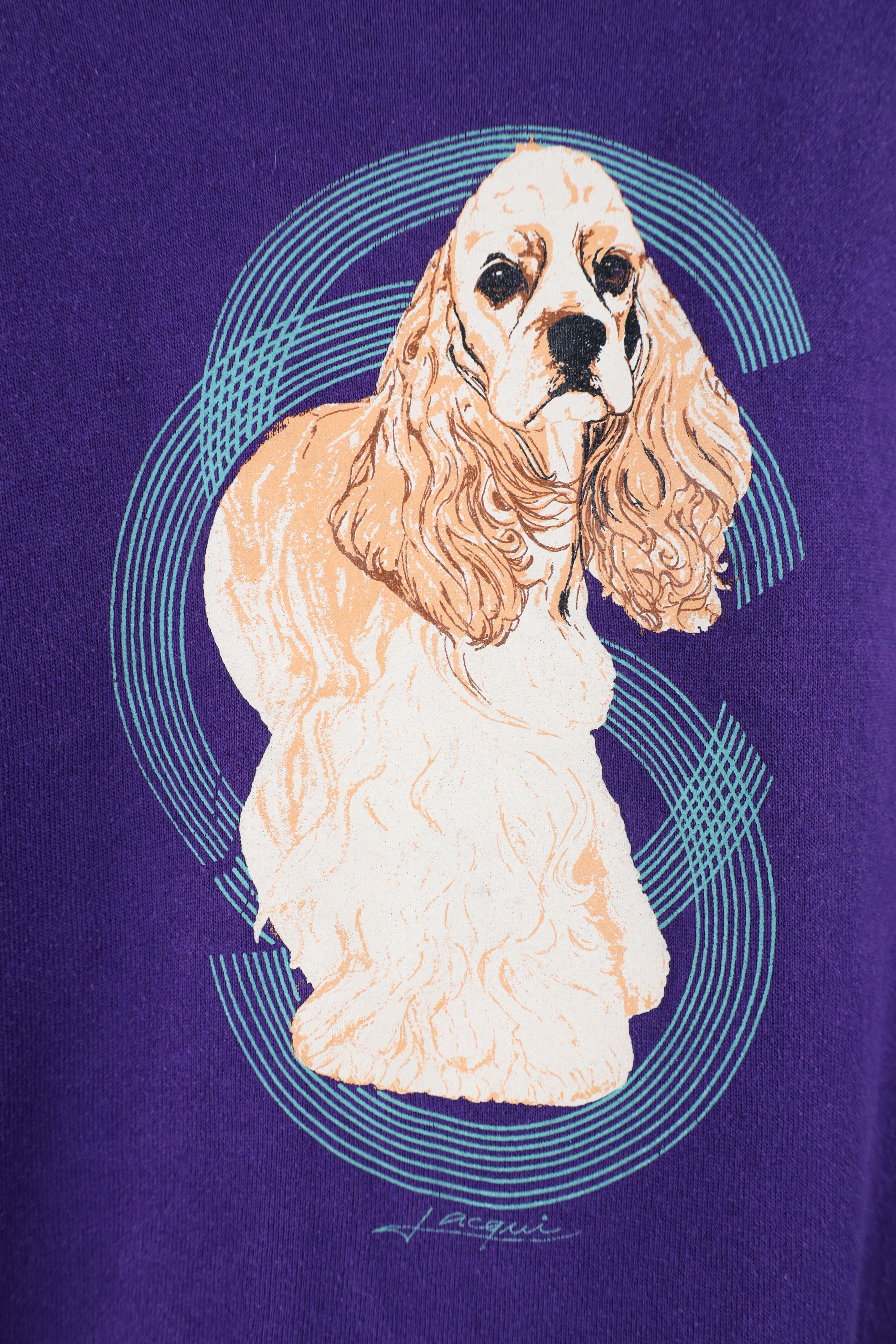 Vintage Vintage 90s Streetwear Spaniel Dog Sweatshirt Purple USA Size XL / US 12-14 / IT 48-50 - 4 Thumbnail