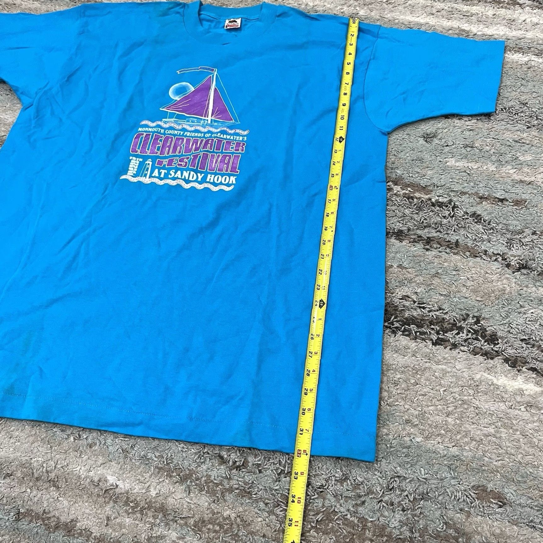 Vintage VINTAGE CLEARWATER FESTIVAL T-Shirt XXL BLUE 90’s Concert Jersey Short Sleeve Crew Neck 80s 90s Men Generic Size US XXL / EU 58 / 5 - 4 Thumbnail