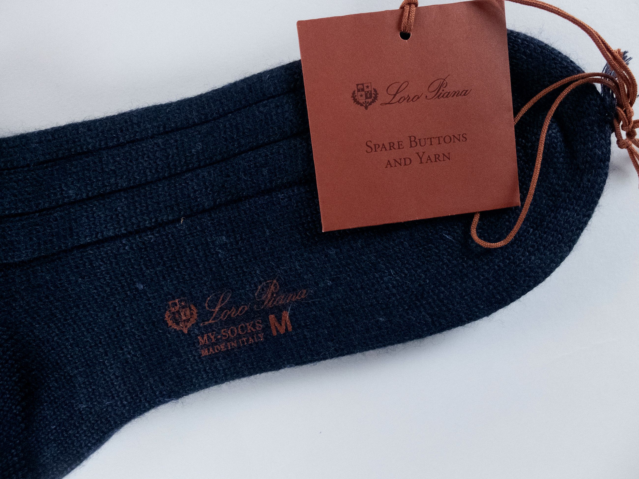 Loro Piana LORO PIANA navy blue silk cashmere socks Medium q Size ONE SIZE - 3 Thumbnail