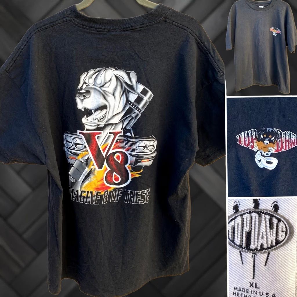 Vintage VINTAGE Top Dawg T-Shirt XL Black 90s Graphic Print Short Sleeve Mens Cotton Mid-to-Late 1990s Size US XL / EU 56 / 4 - 1 Thumbnail