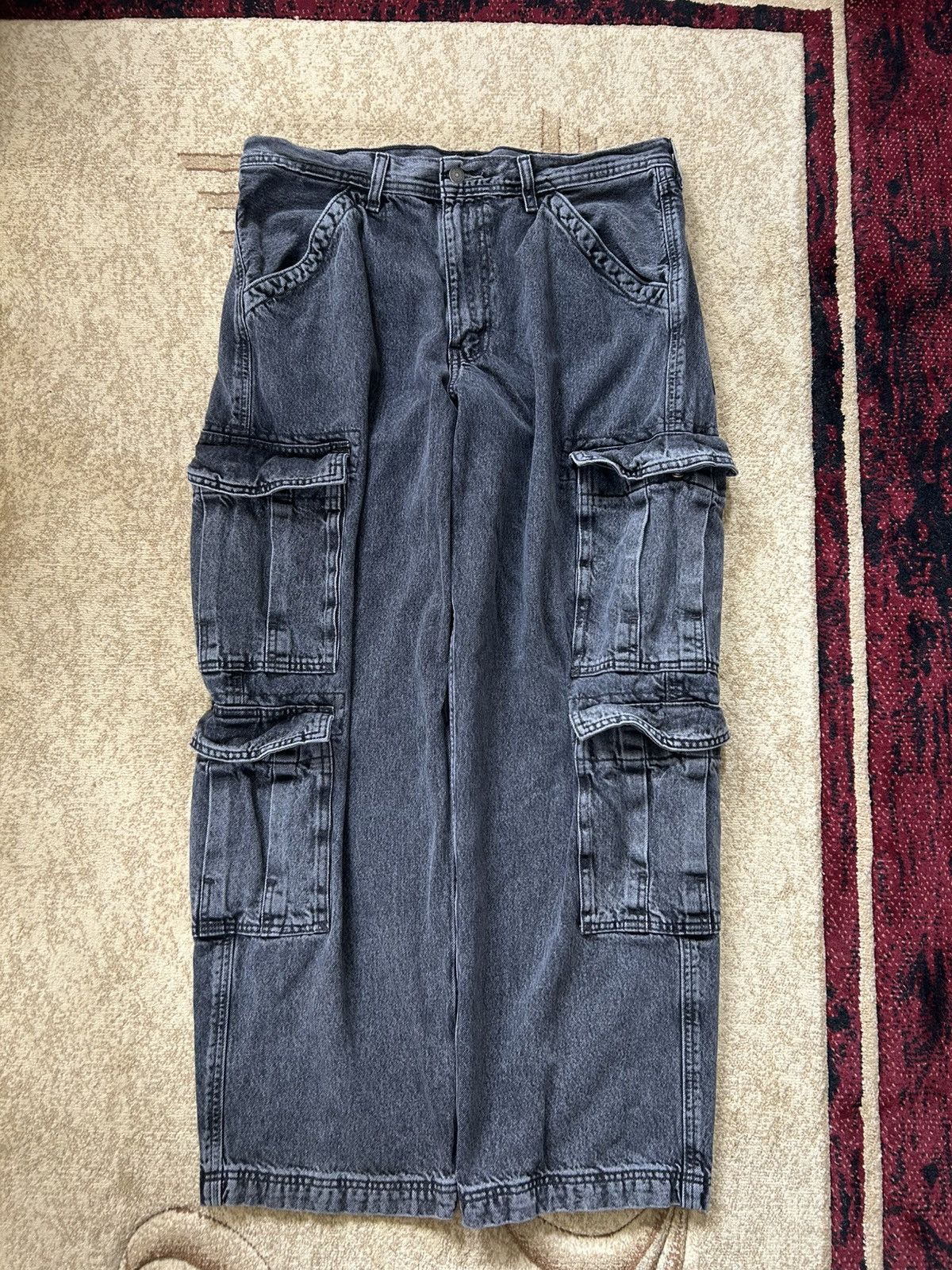 Levi's Levis 578 Faded Black Baggy Cargo Denim Jeans Size US 36 / EU 52 - 6 Thumbnail
