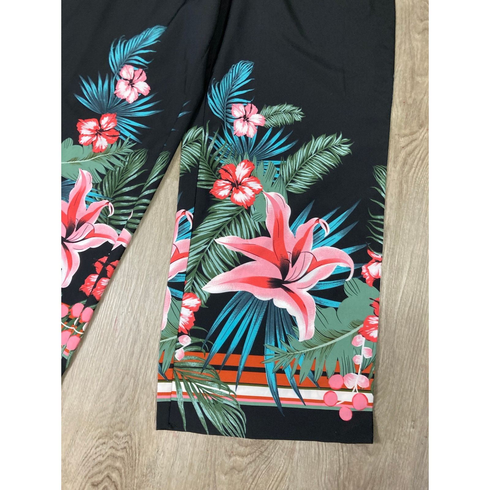 Other Emery Rose Women's Large Wide-Leg Pants Black Tropical Size 28" / US 6 / IT 42 - 8 Thumbnail