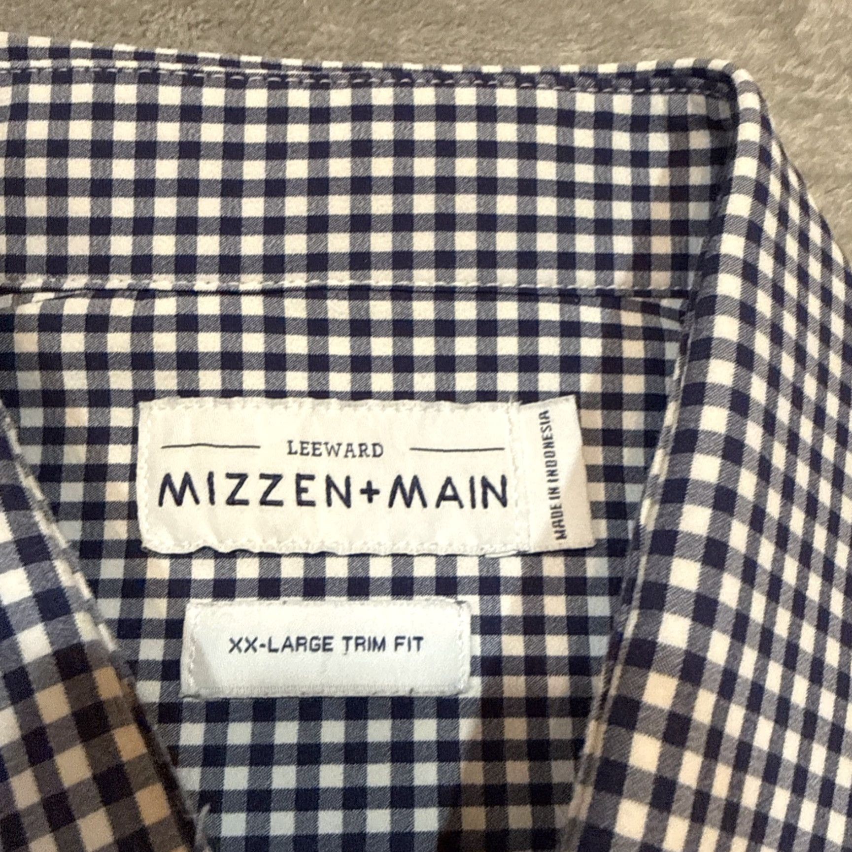 Mizzen+Main Mizzen+Main Button-Up Shirt Men 2XL Blue Check Leeward Trim Fit Stretch Gingham Size US XXL / EU 58 / 5 - 3 Thumbnail