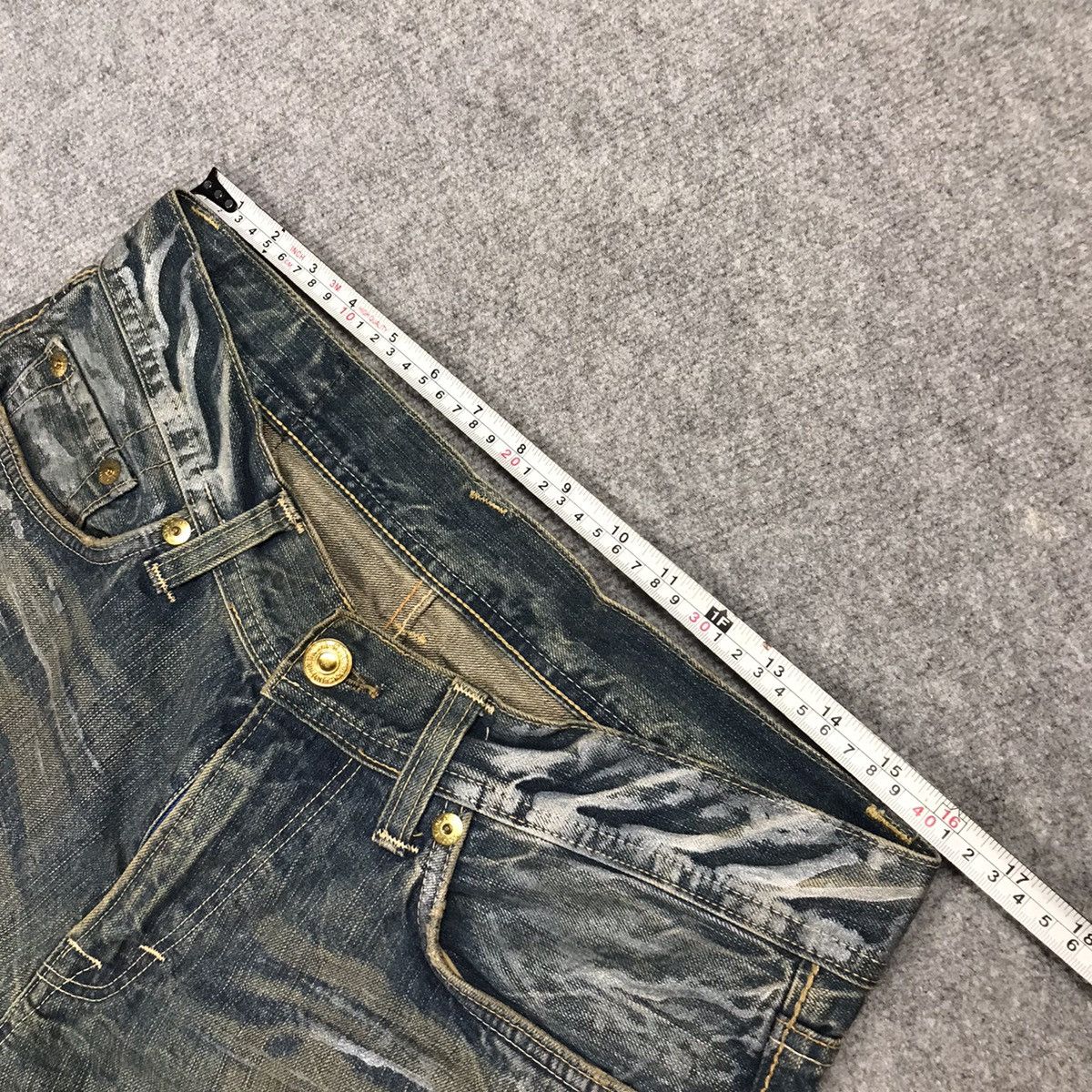 If Six Was Nine × Le Grande Bleu (L.G.B.) DENIM CARFT RUSTY DISTRESSED PAINT STYLE JAPAN JEANS PANTS Size US 32 / EU 48 - 15 Thumbnail