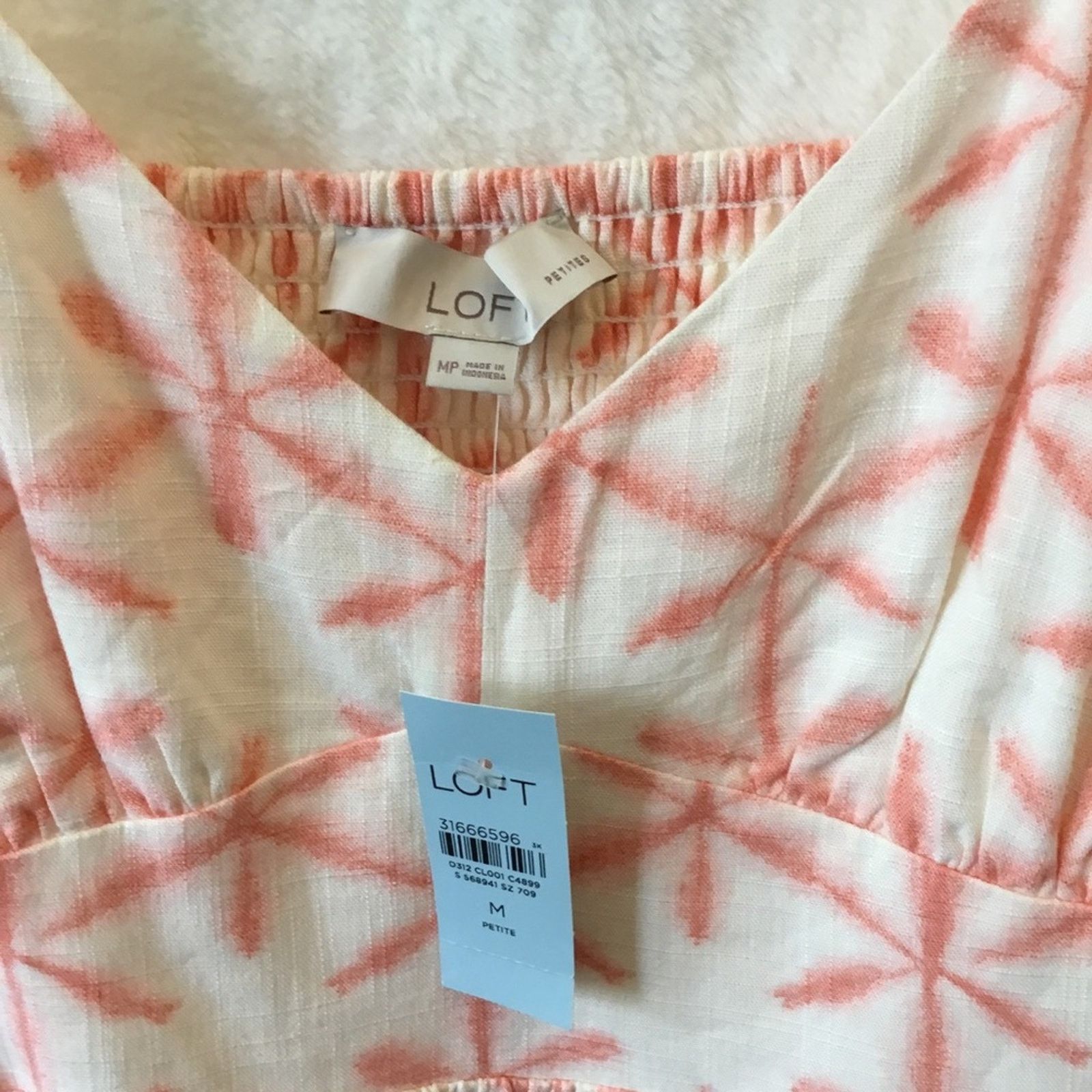 Loft Loft Coral Cream Star Tie Dye Peplum Cami Size M / US 6-8 / IT 42-44 - 3 Thumbnail