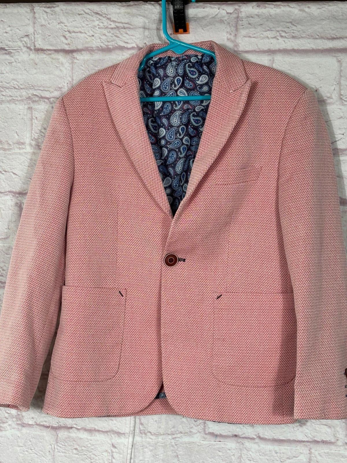 Other Boys Pink Textured Blazer with Paisley Lining Size 8/9 Size US M / EU 48-50 / 2 - 1 Thumbnail