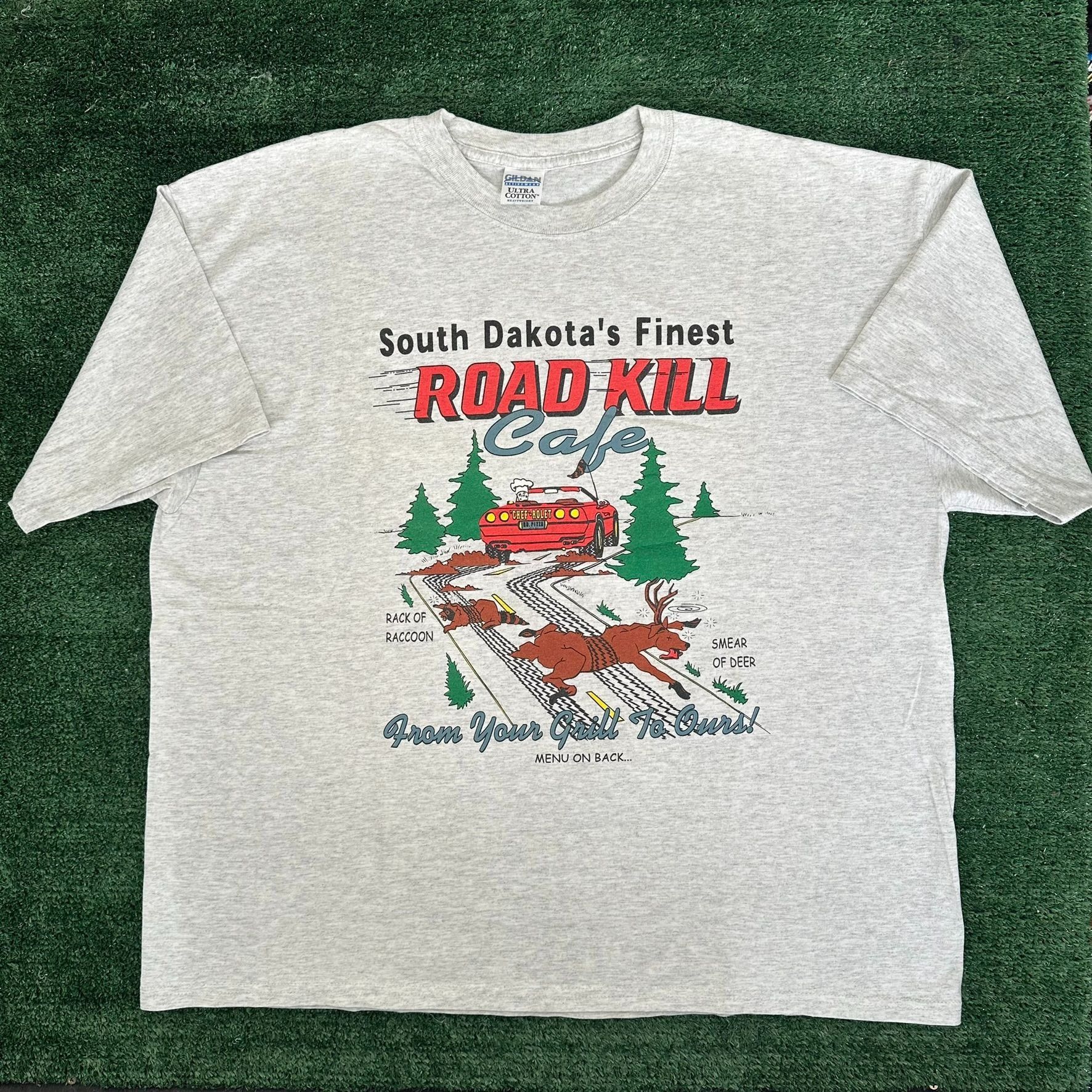 Vintage Vintage 90s Road Kill Cafe T-Shirt Grunge Boxy Gray XXL Humo Size US XXL / EU 58 / 5 - 1 Thumbnail