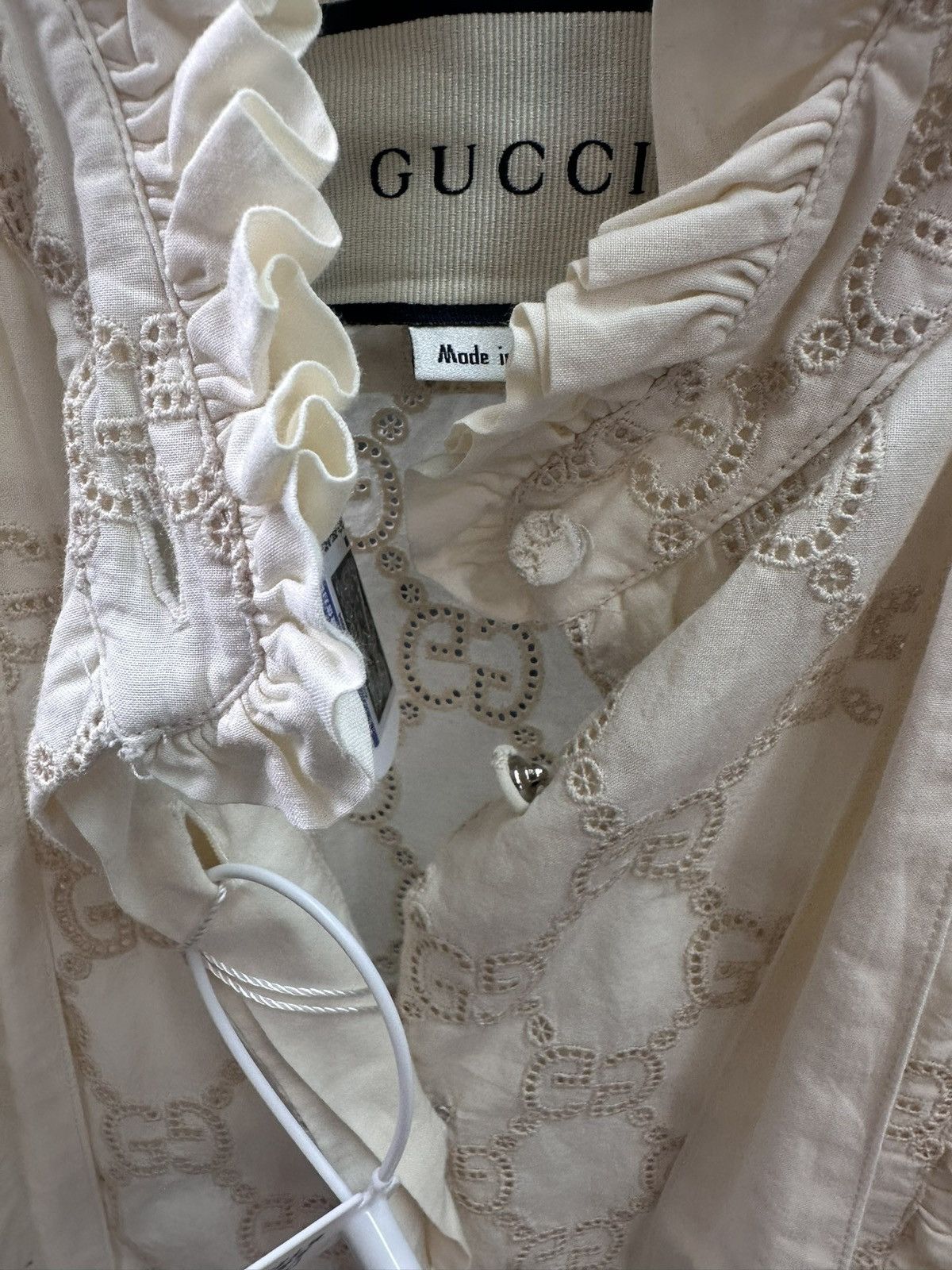 Gucci Gucci Sheer Long Sleeve Logo Blouse-2506 Size M / US 6-8 / IT 42-44 - 4 Thumbnail