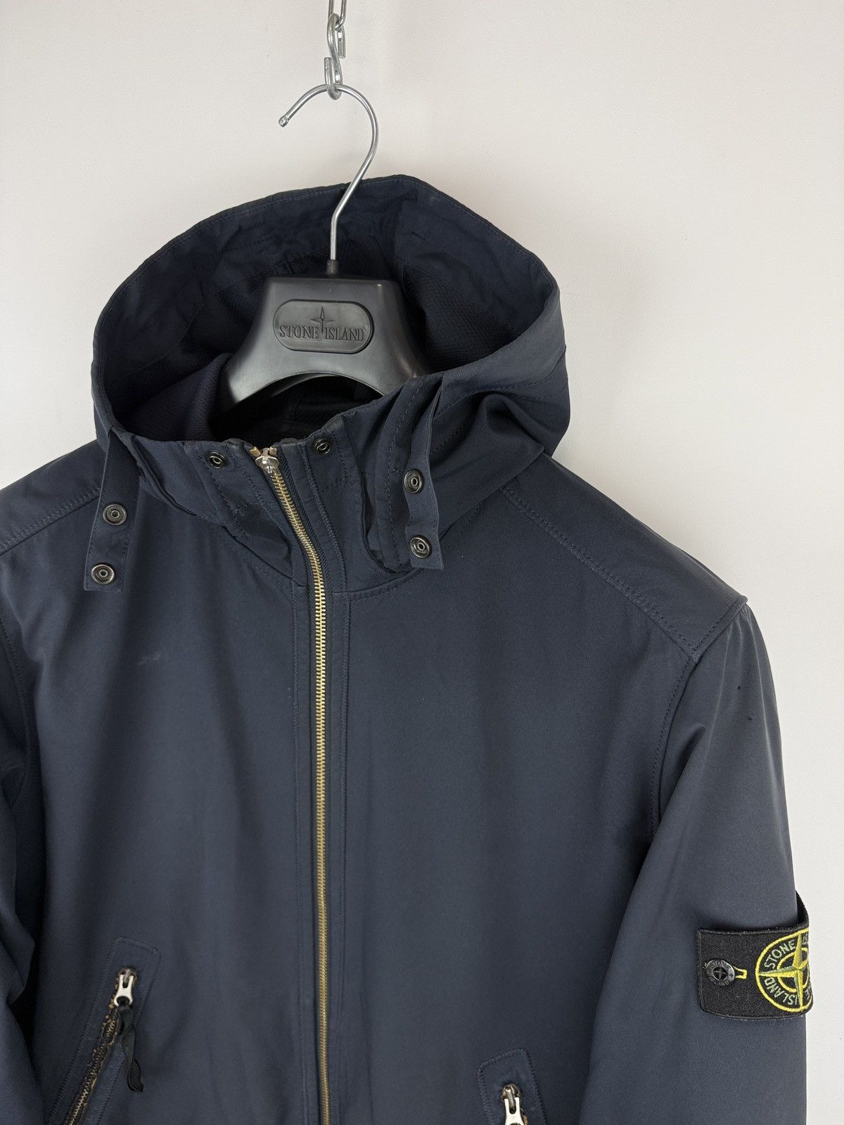 Stone Island Navy Blue Stone Island Light Soft Shell-R Jacket Size US L / EU 52-54 / 3 - 3 Thumbnail