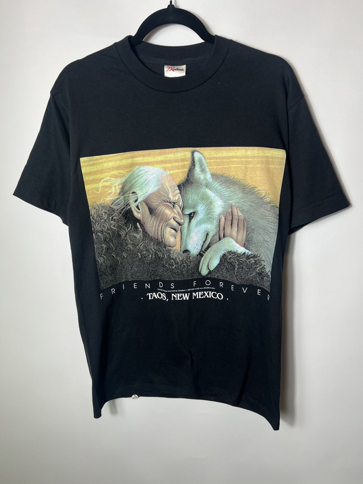 Vintage Vintage 90s Friends Forever Taos Indian Wolf Rare T-shirt Size US M / EU 48-50 / 2 - 1 Thumbnail