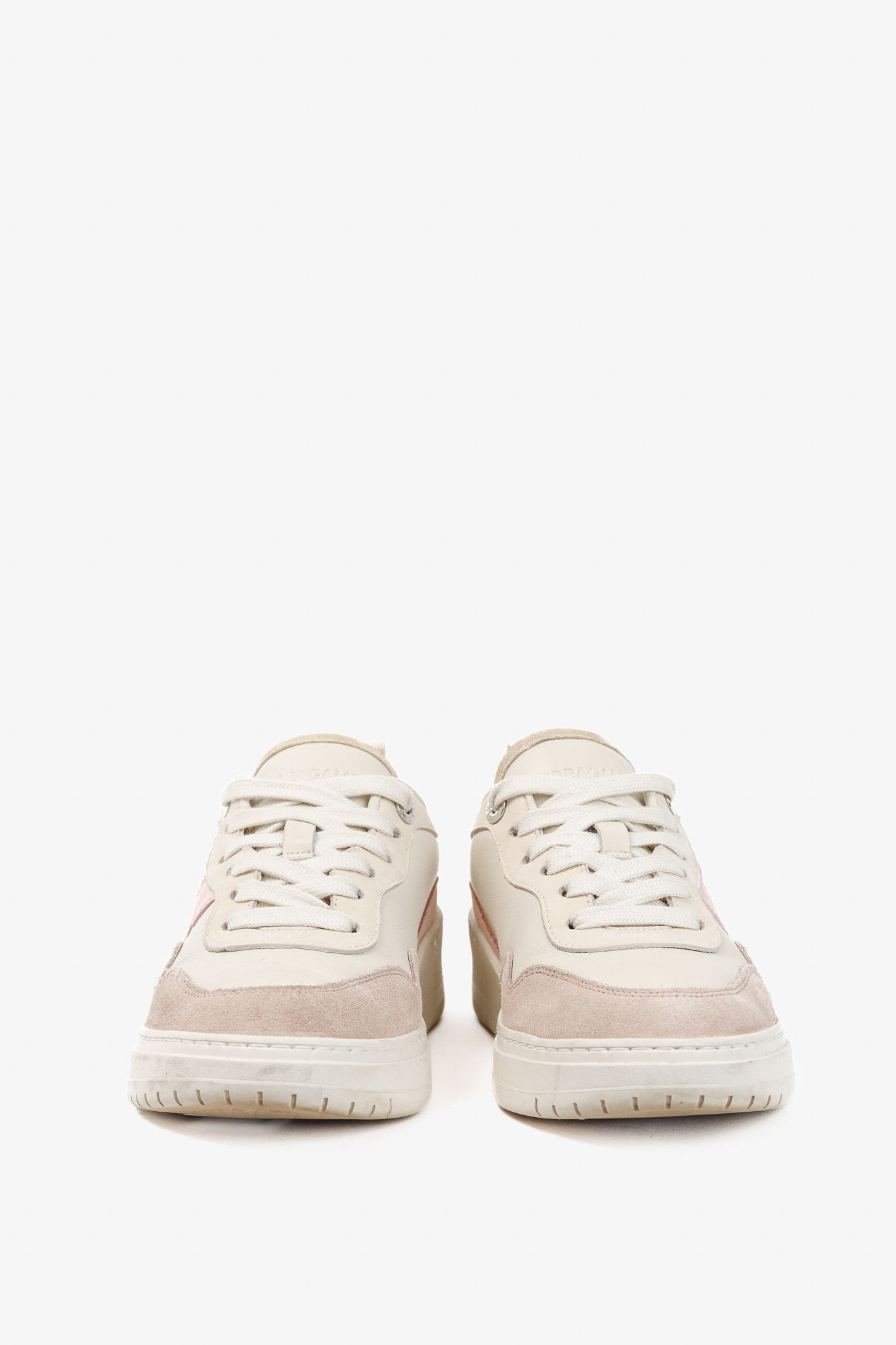 Salvatore Ferragamo Ferragamo Dania Cream Gancini Lace-Up Leather Sneakers Size US 5 / IT 35 - 2 Thumbnail