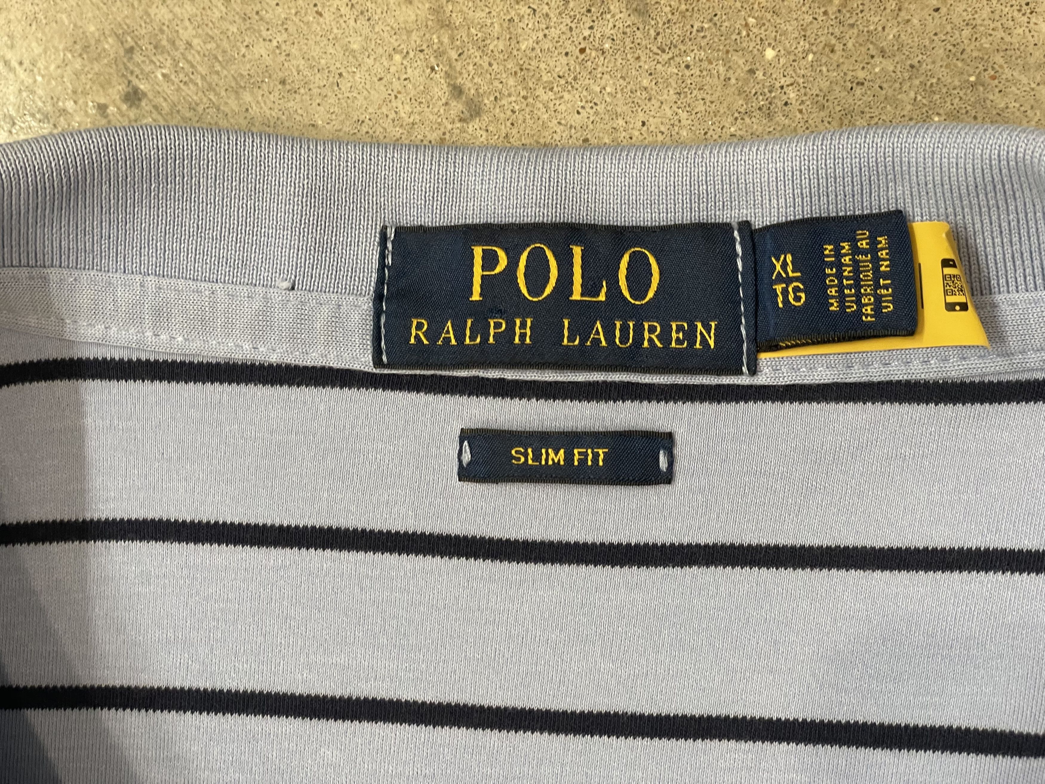 Polo Ralph Lauren Polo Ralph Lauren Slim Fit Blue Striped Polo Large Size US XL / EU 56 / 4 - 10 Thumbnail