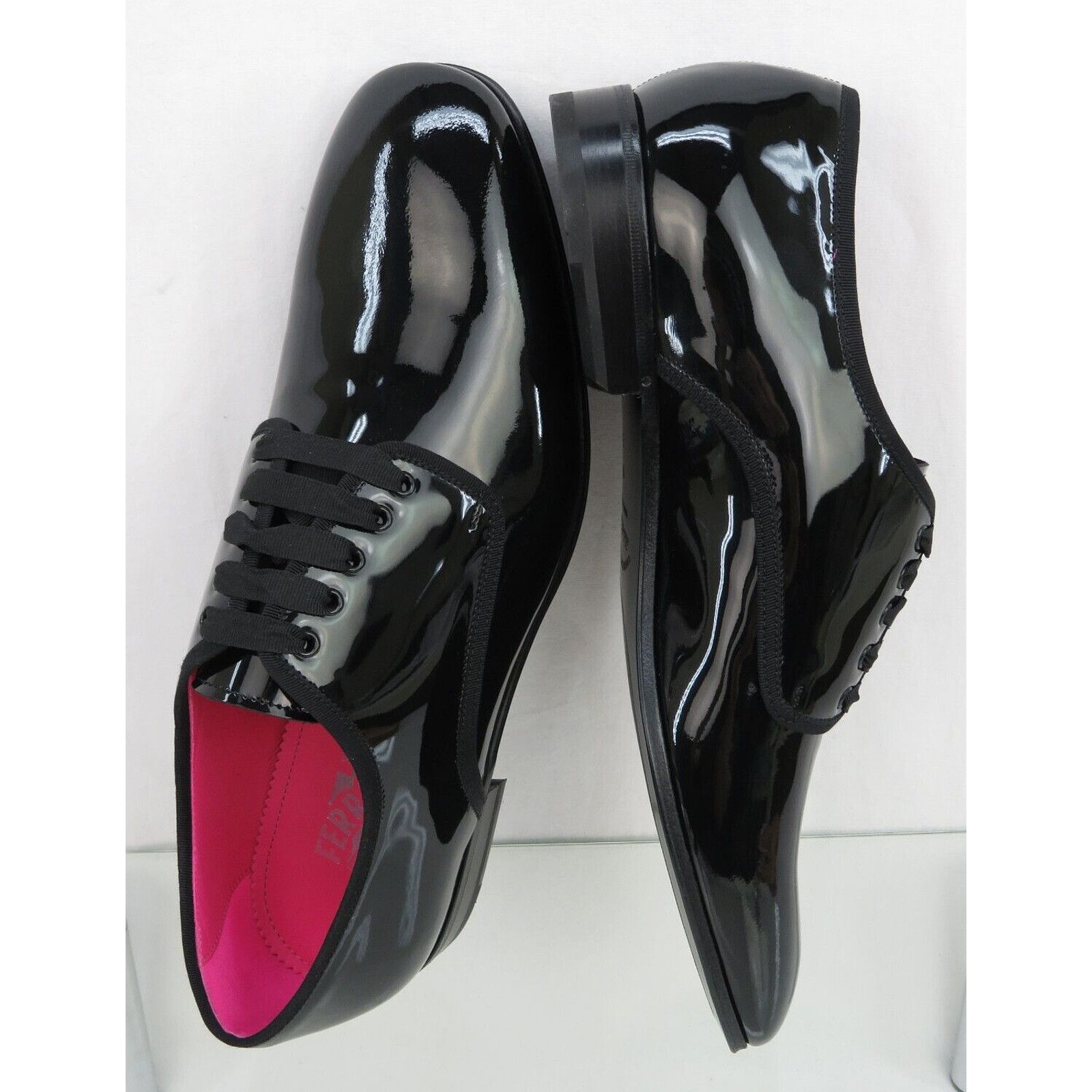 Salvatore Ferragamo FERRAGAMO MAGIC BLACK PATENT LEATHER DRESS DERBY OXFORD 10 E Size US 11 / EU 44 - 8 Thumbnail