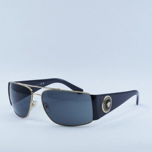 Versace Versace VE2163 100287 Sunglasses Gold/Black Rectangle Frame Size ONE SIZE - 2 Thumbnail