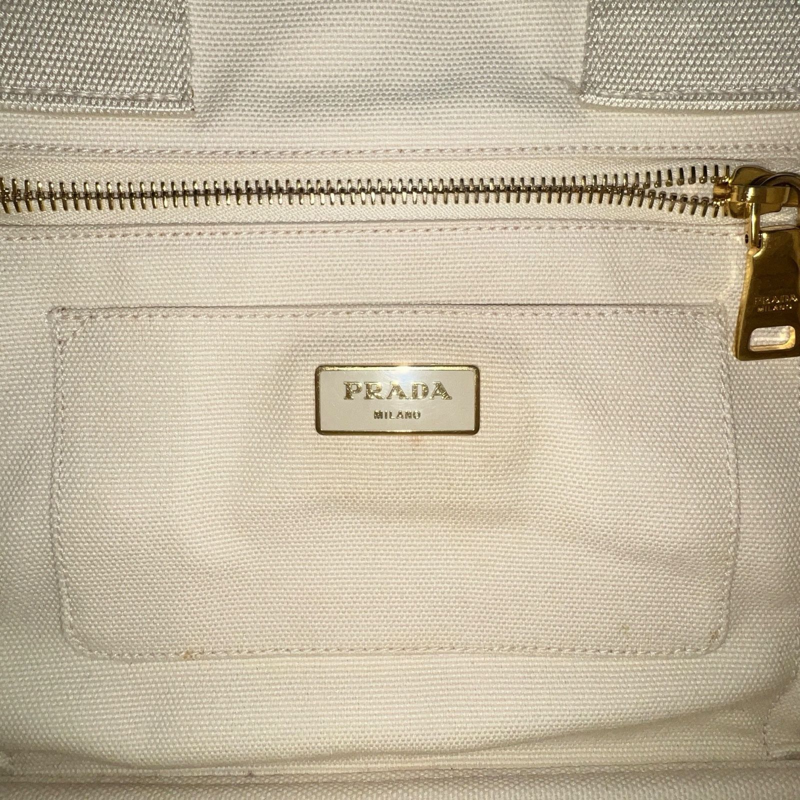Prada Prada Cream Canapa Tote Bag Size ONE SIZE - 10 Thumbnail