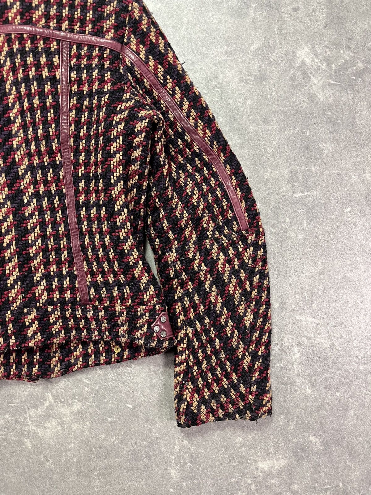 Diesel 00s Diesel Tweed Assymetrical Leather Straps Moto Jacket M Size M / US 6-8 / IT 42-44 - 23 Thumbnail